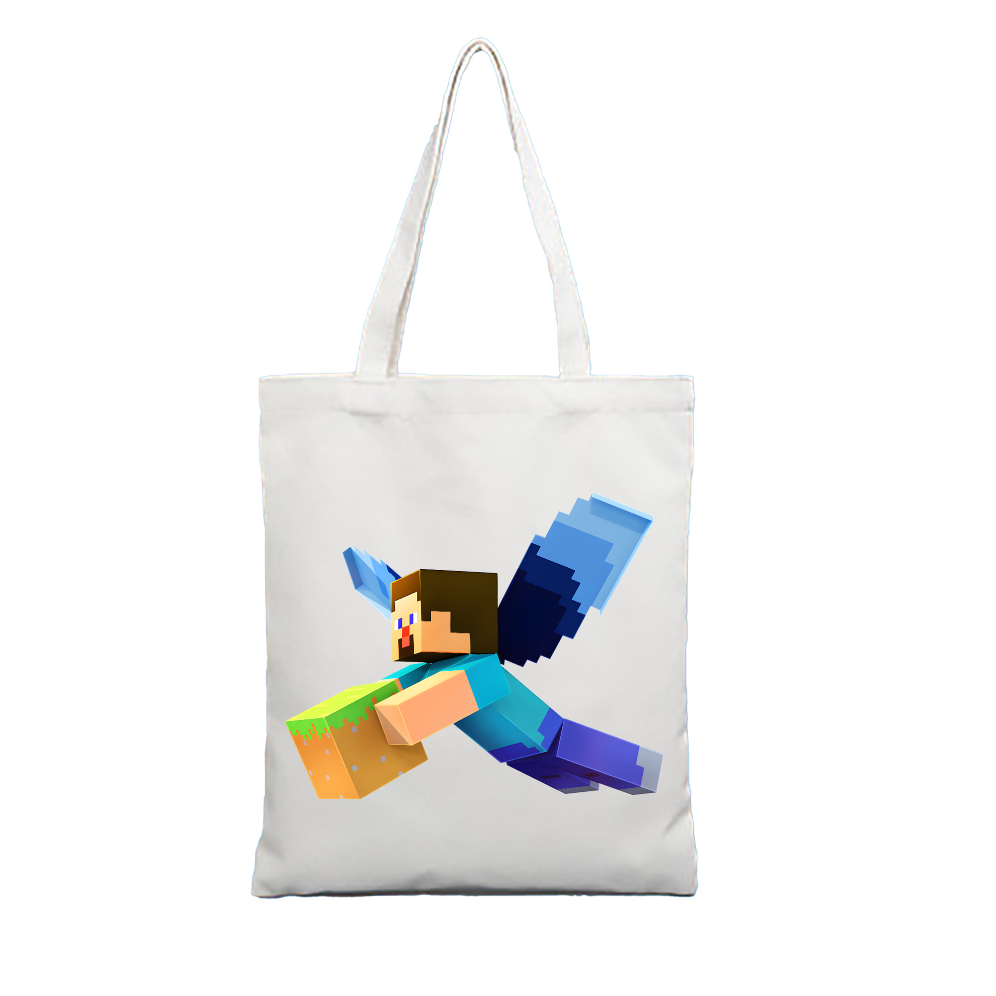 （画像用） マインクラフト ブロックの世界 Minecraft MC Block world 縦型キャンバス生地手提げバッグ　トートバッグ