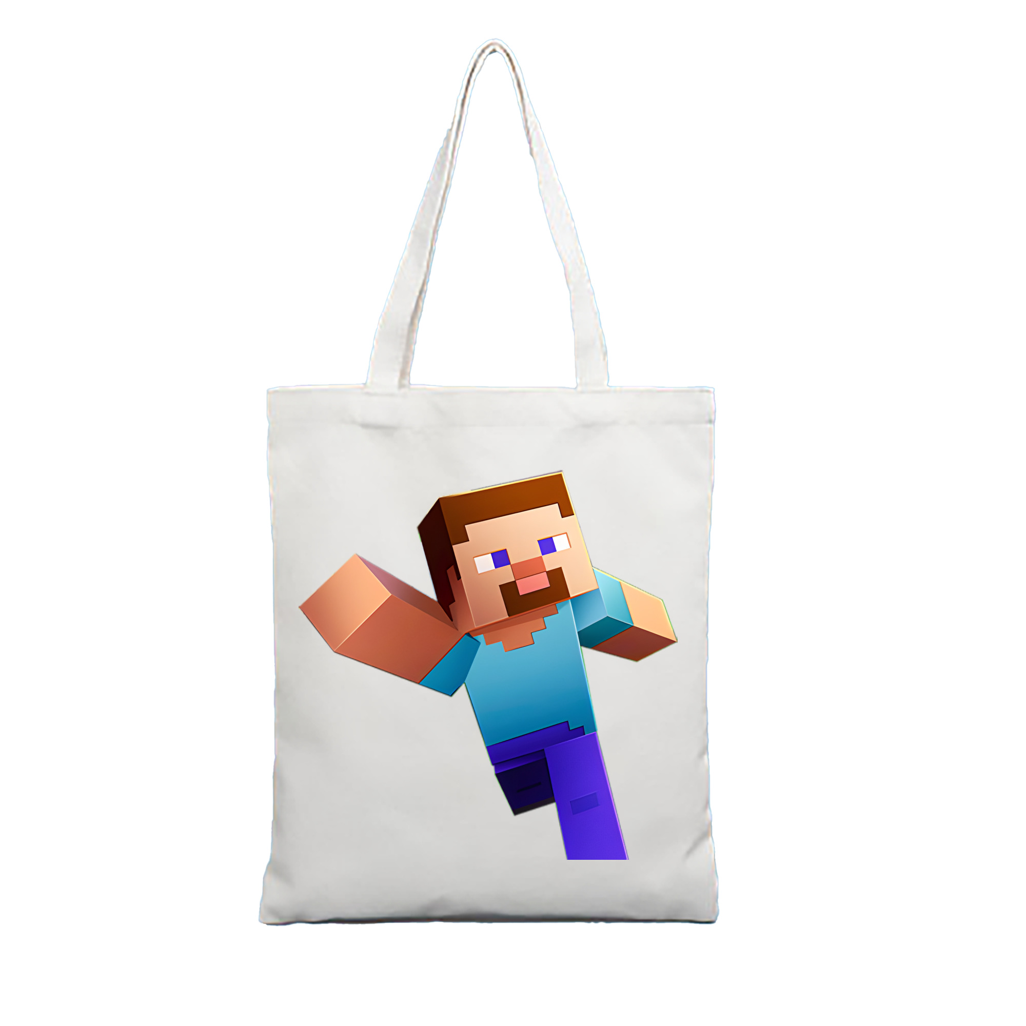 （画像用） マインクラフト ブロックの世界 Minecraft MC Block world 縦型キャンバス生地手提げバッグ　トートバッグ