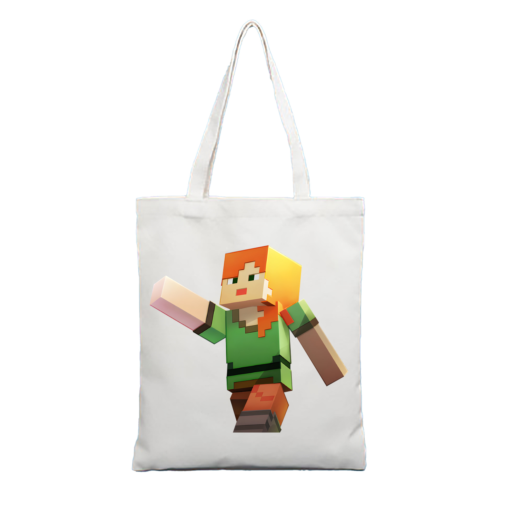 （画像用） マインクラフト ブロックの世界 Minecraft MC Block world 縦型キャンバス生地手提げバッグ　トートバッグ