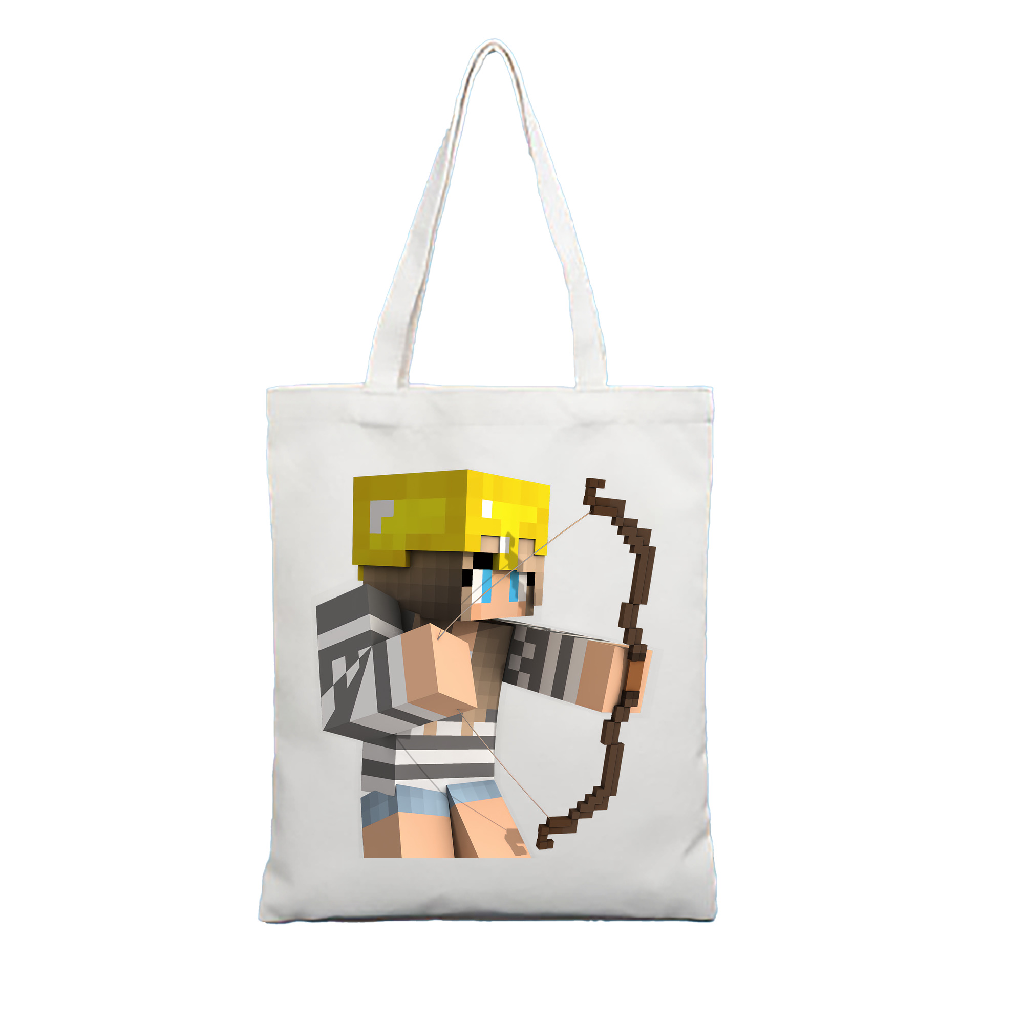 （画像用） マインクラフト ブロックの世界 Minecraft MC Block world 縦型キャンバス生地手提げバッグ　トートバッグ