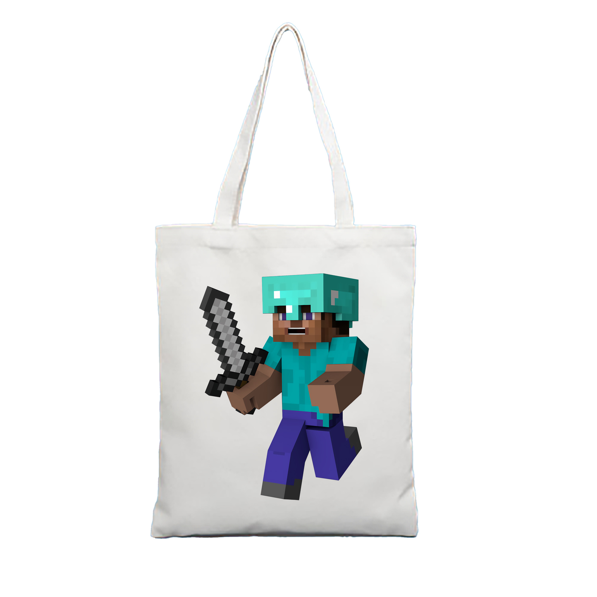 （画像用） マインクラフト ブロックの世界 Minecraft MC Block world 縦型キャンバス生地手提げバッグ　トートバッグ