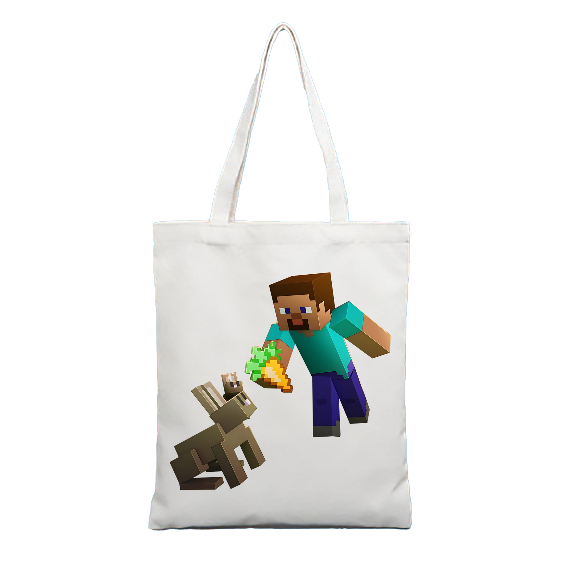 （画像用） マインクラフト ブロックの世界 Minecraft MC Block world 縦型キャンバス生地手提げバッグ　トートバッグ