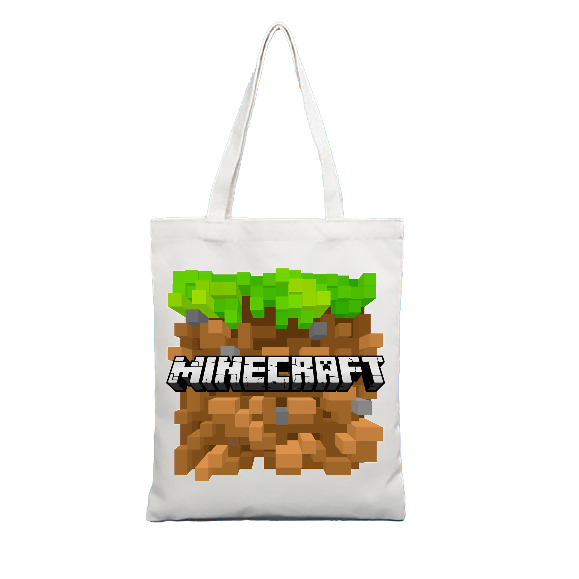 （画像用） マインクラフト ブロックの世界 Minecraft MC Block world 縦型キャンバス生地手提げバッグ　トートバッグ