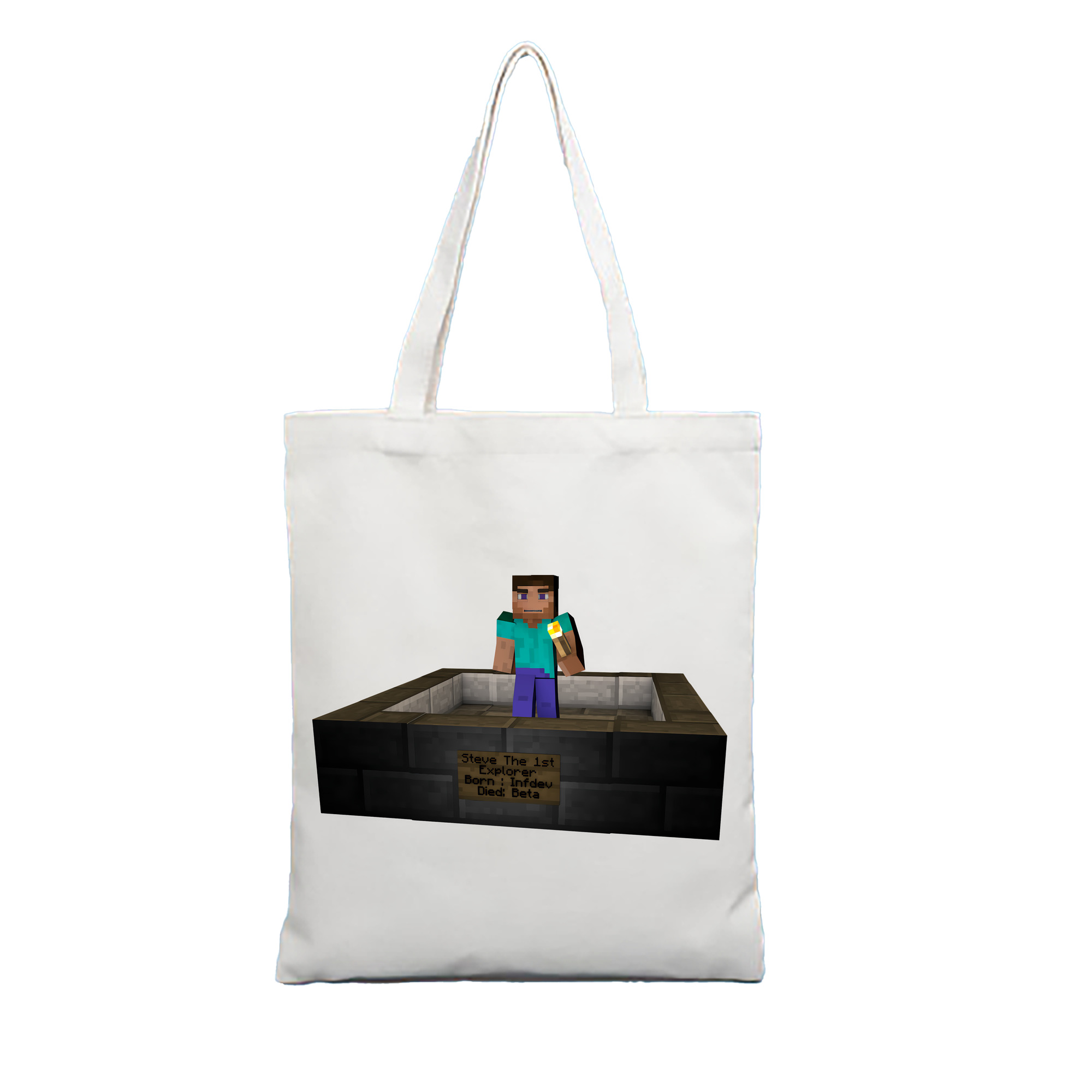 （画像用） マインクラフト ブロックの世界 Minecraft MC Block world 縦型キャンバス生地手提げバッグ　トートバッグ