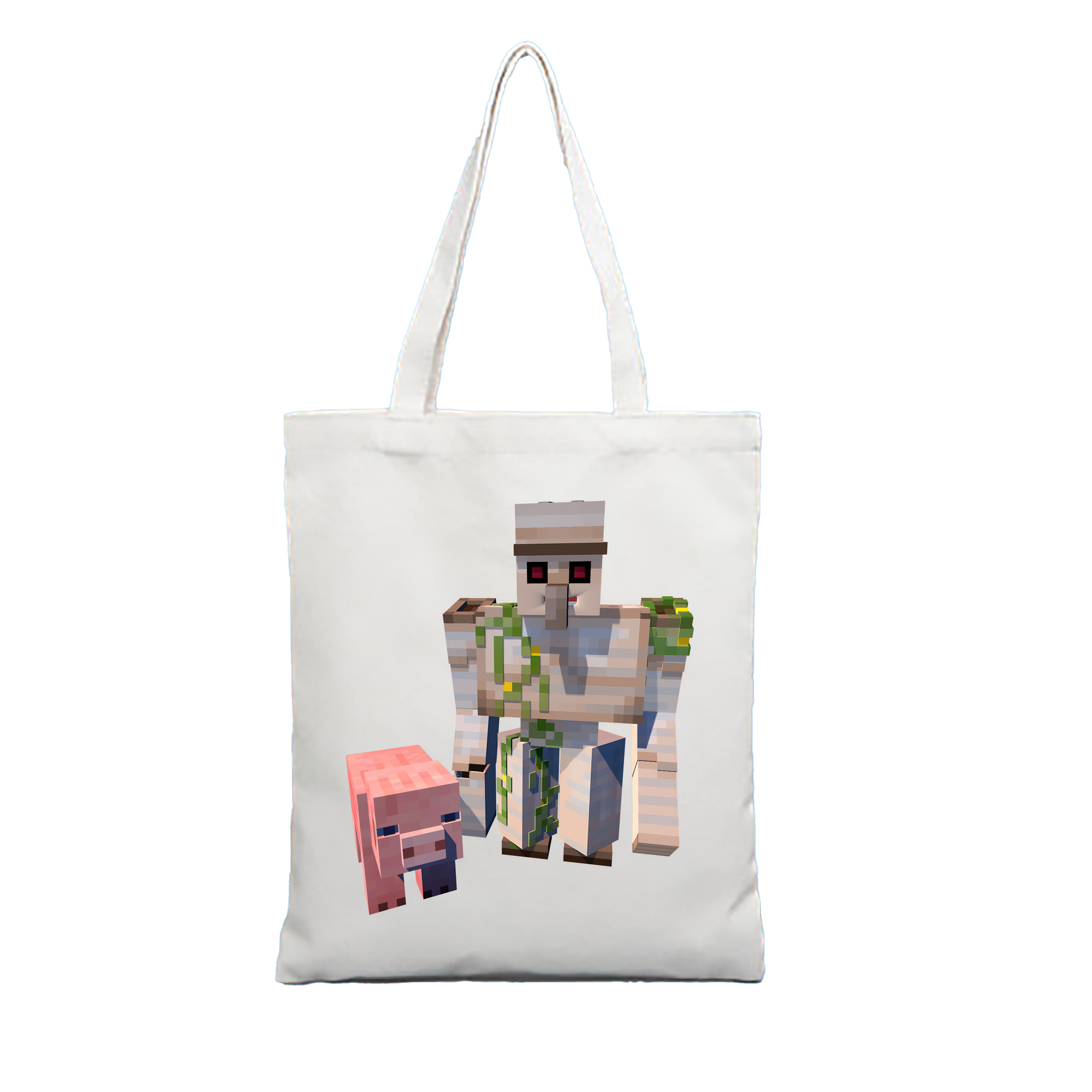 （画像用） マインクラフト ブロックの世界 Minecraft MC Block world 縦型キャンバス生地手提げバッグ　トートバッグ