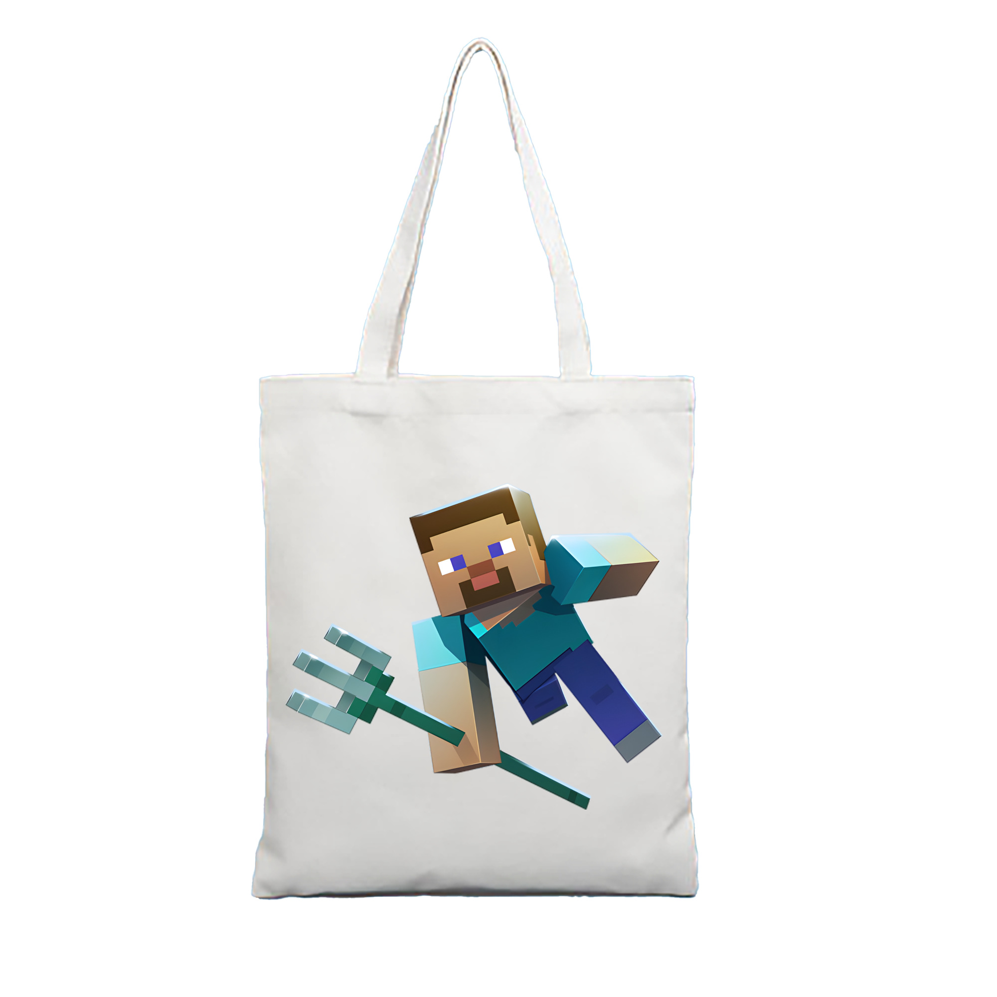 （画像用） マインクラフト ブロックの世界 Minecraft MC Block world 縦型キャンバス生地手提げバッグ　トートバッグ