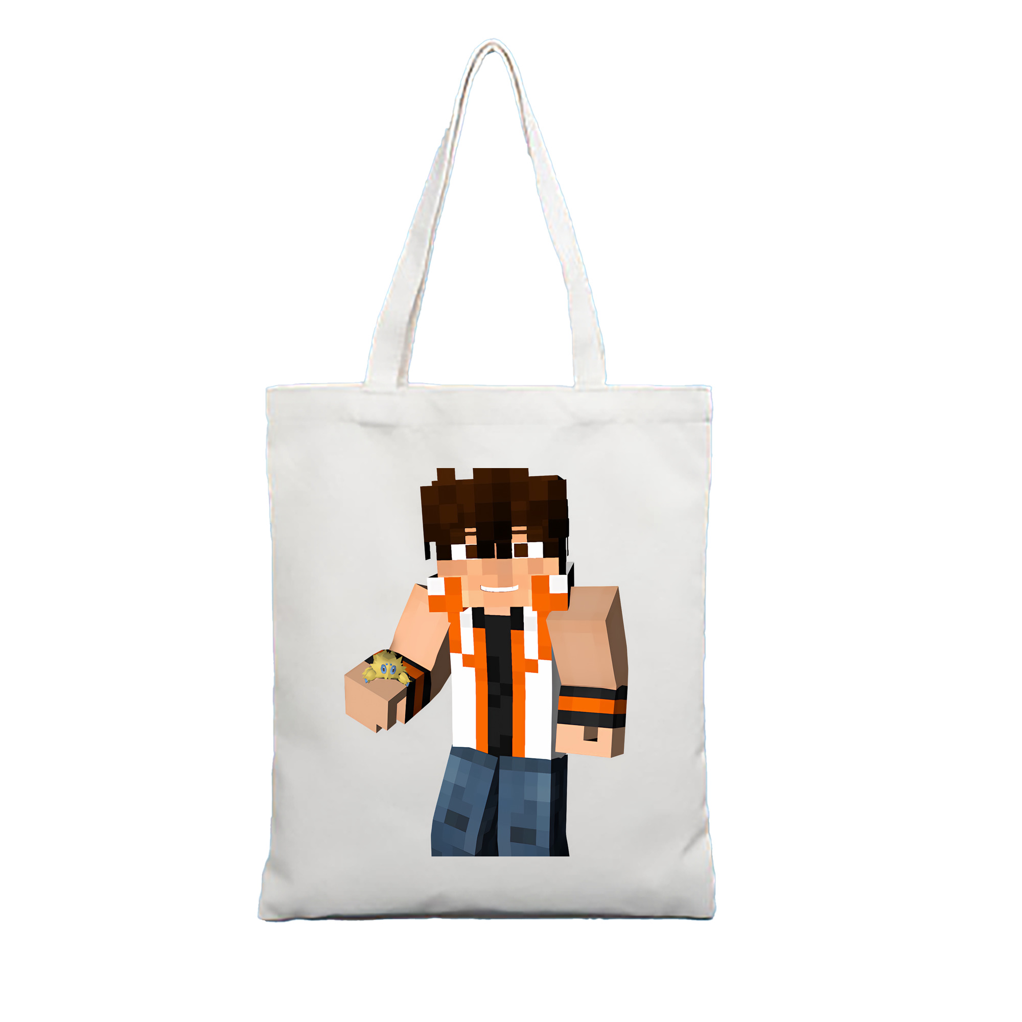 （画像用） マインクラフト ブロックの世界 Minecraft MC Block world 縦型キャンバス生地手提げバッグ　トートバッグ