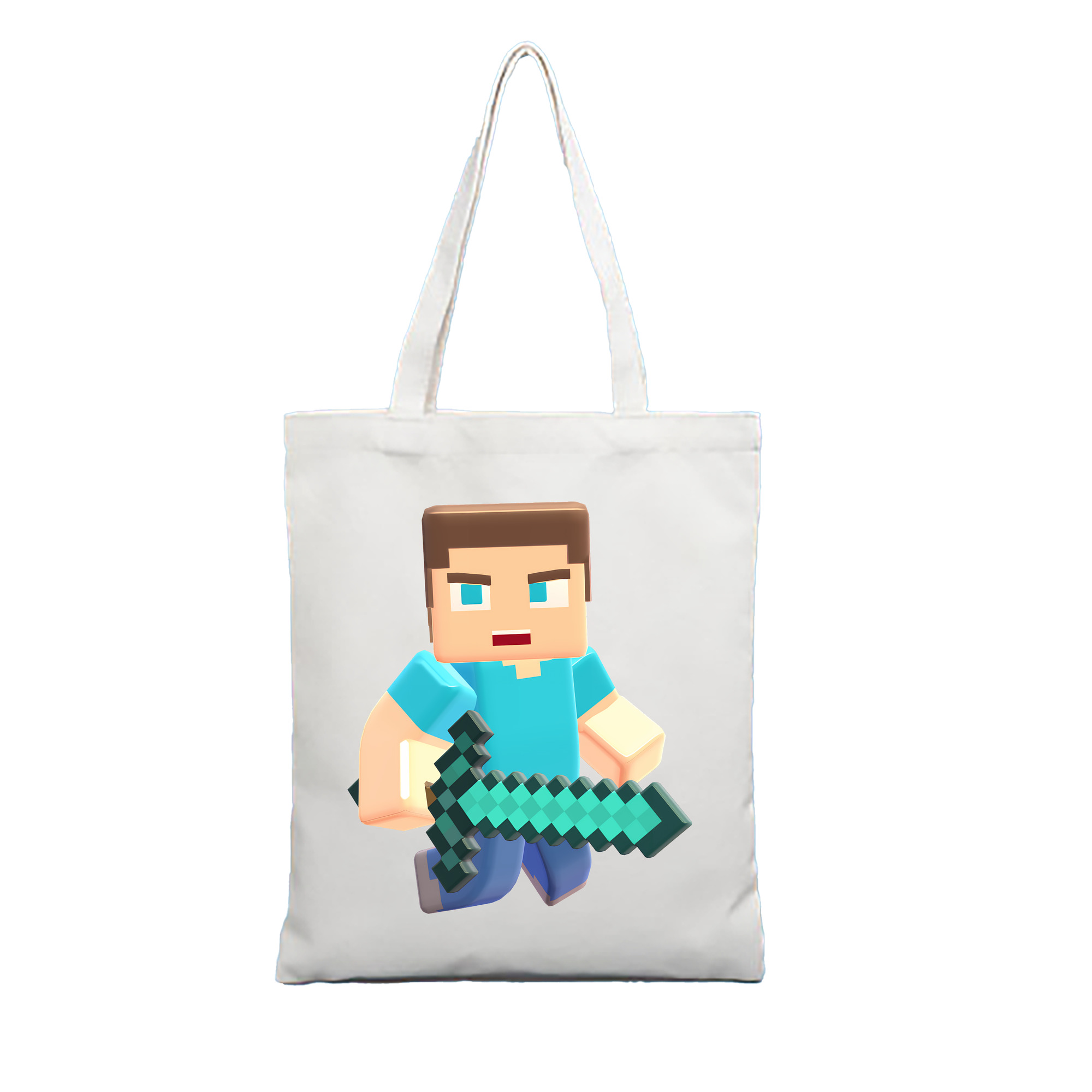 （画像用） マインクラフト ブロックの世界 Minecraft MC Block world 縦型キャンバス生地手提げバッグ　トートバッグ