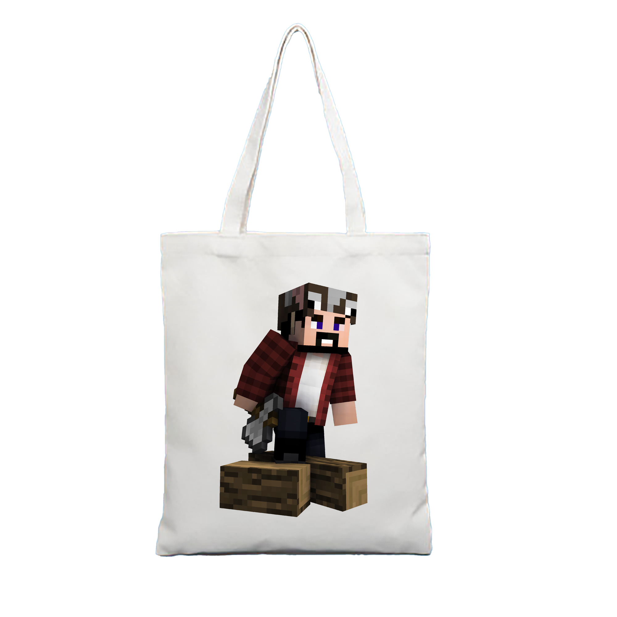 （画像用） マインクラフト ブロックの世界 Minecraft MC Block world 縦型キャンバス生地手提げバッグ　トートバッグ
