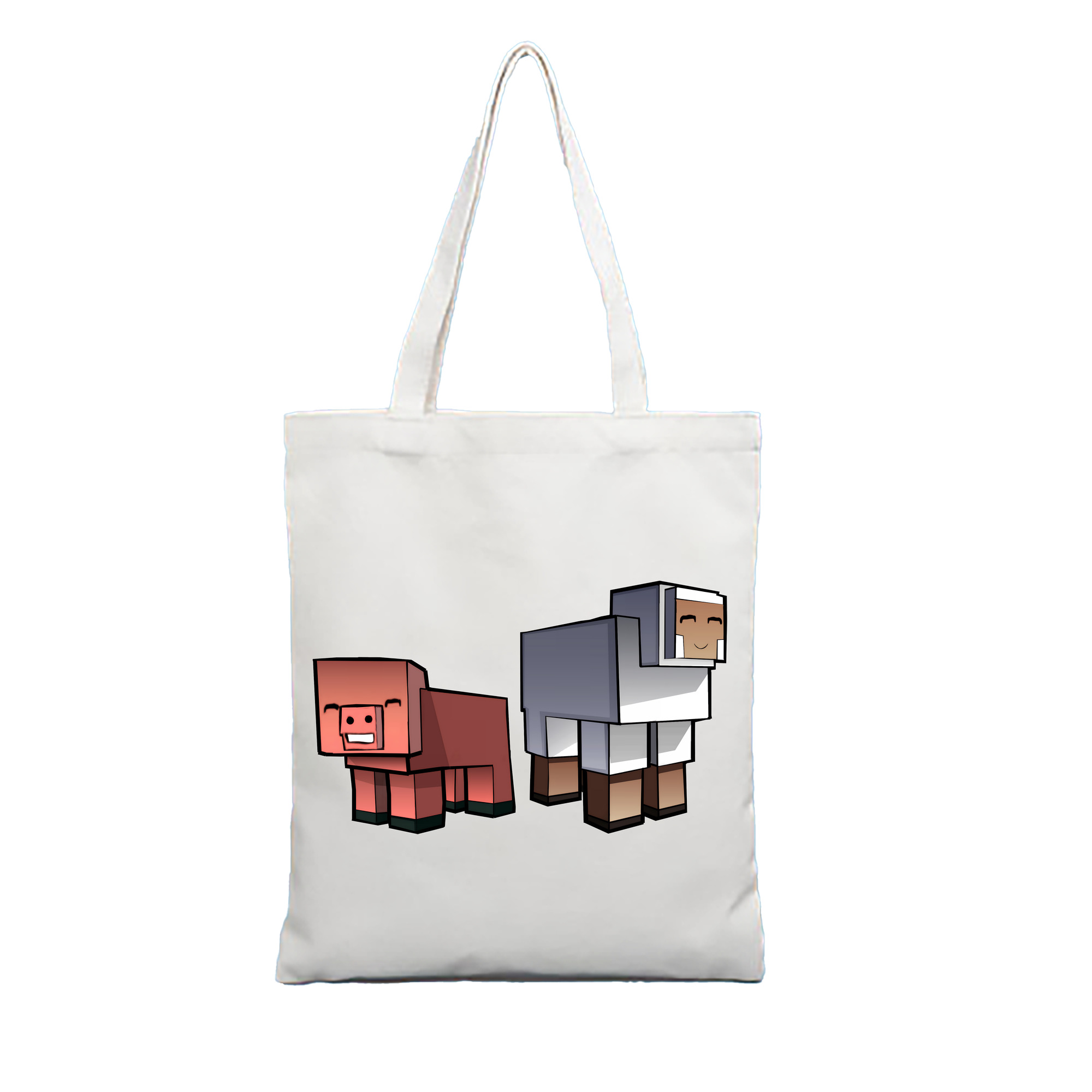 （画像用） マインクラフト ブロックの世界 Minecraft MC Block world 縦型キャンバス生地手提げバッグ　トートバッグ