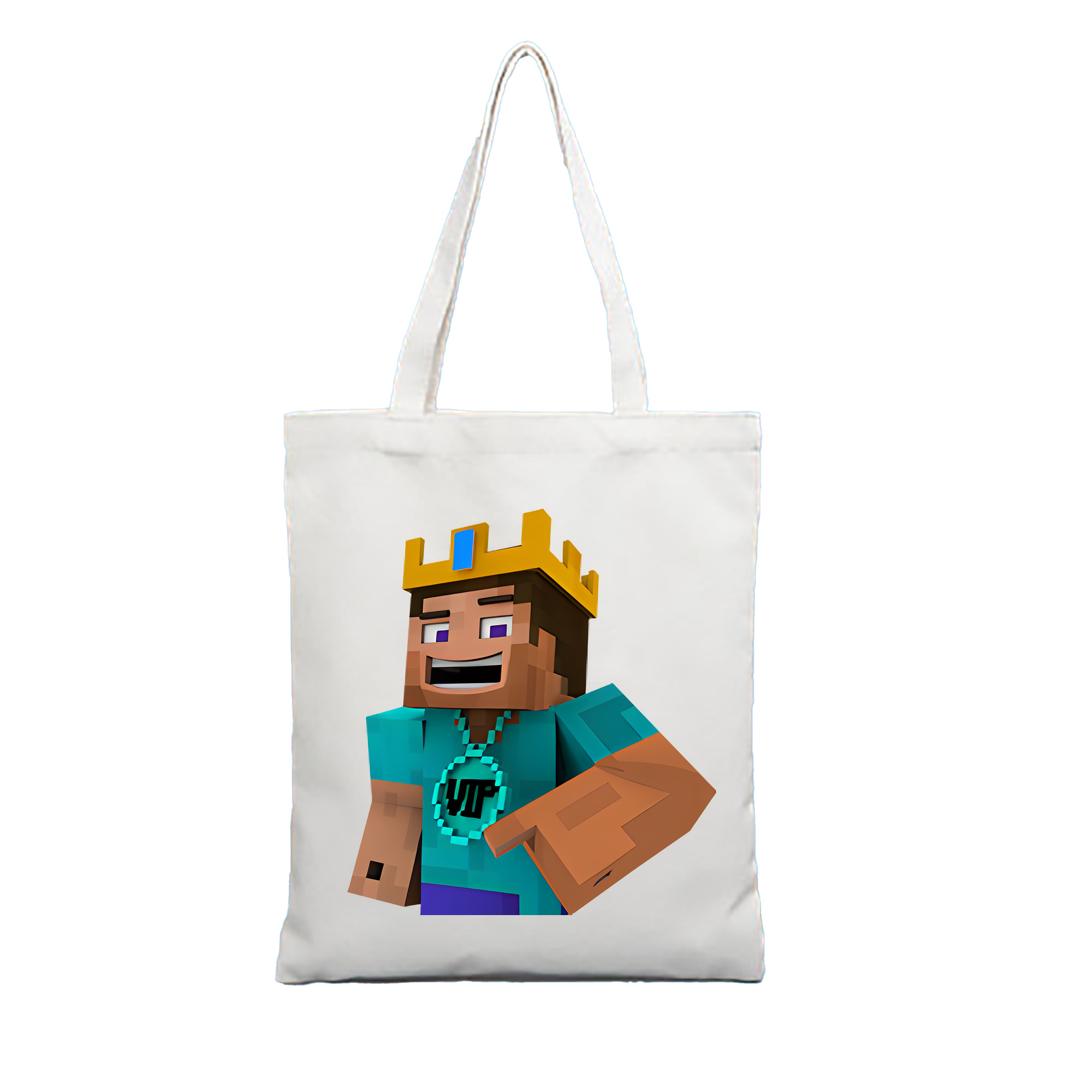 （画像用） マインクラフト ブロックの世界 Minecraft MC Block world 縦型キャンバス生地手提げバッグ　トートバッグ