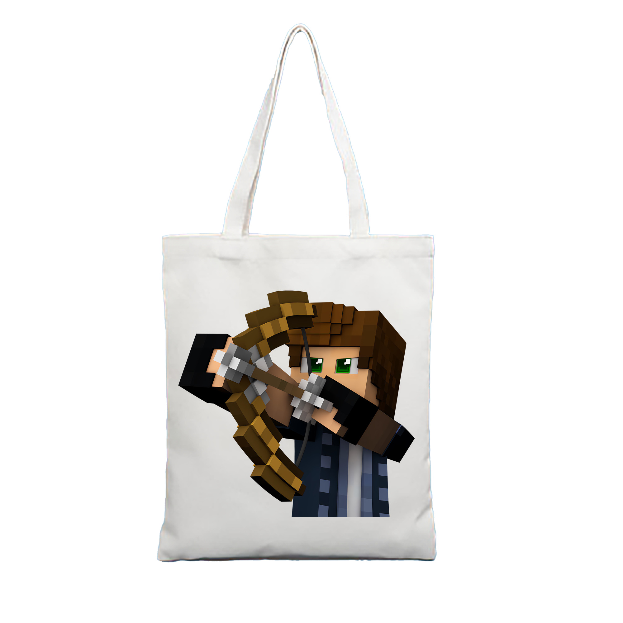 （画像用） マインクラフト ブロックの世界 Minecraft MC Block world 縦型キャンバス生地手提げバッグ　トートバッグ