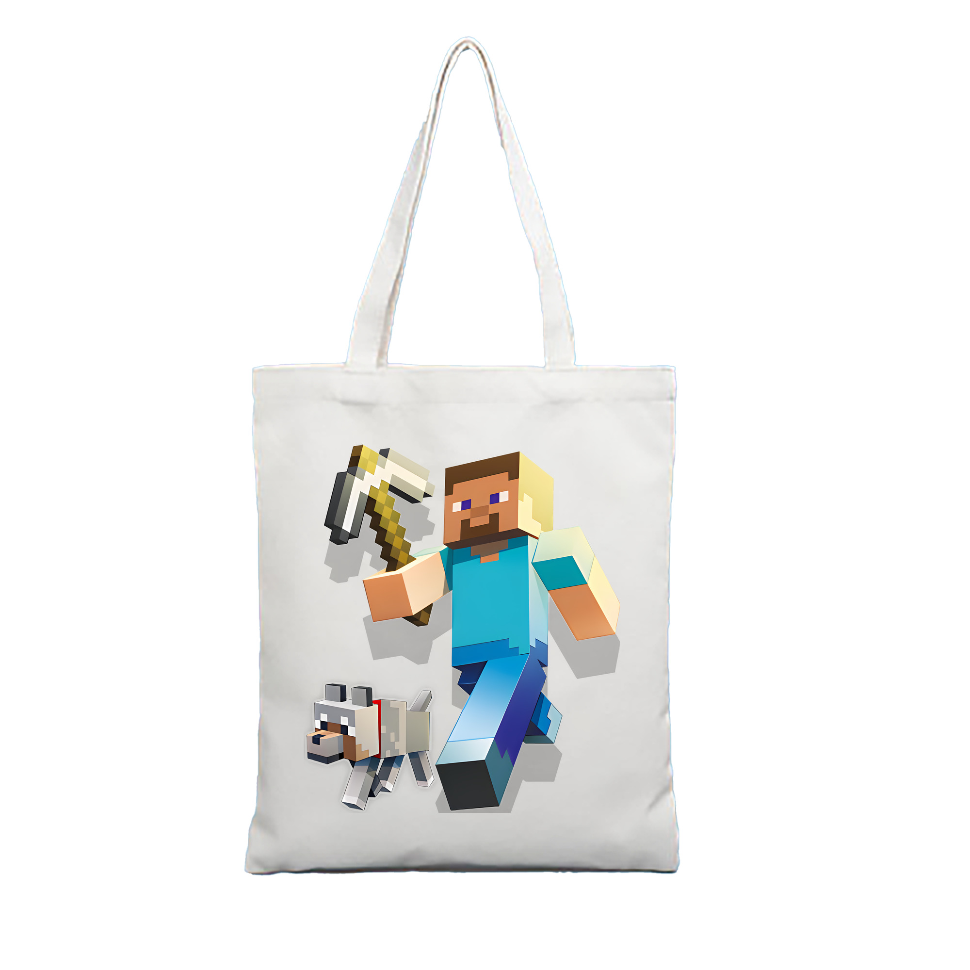 （画像用） マインクラフト ブロックの世界 Minecraft MC Block world 縦型キャンバス生地手提げバッグ　トートバッグ