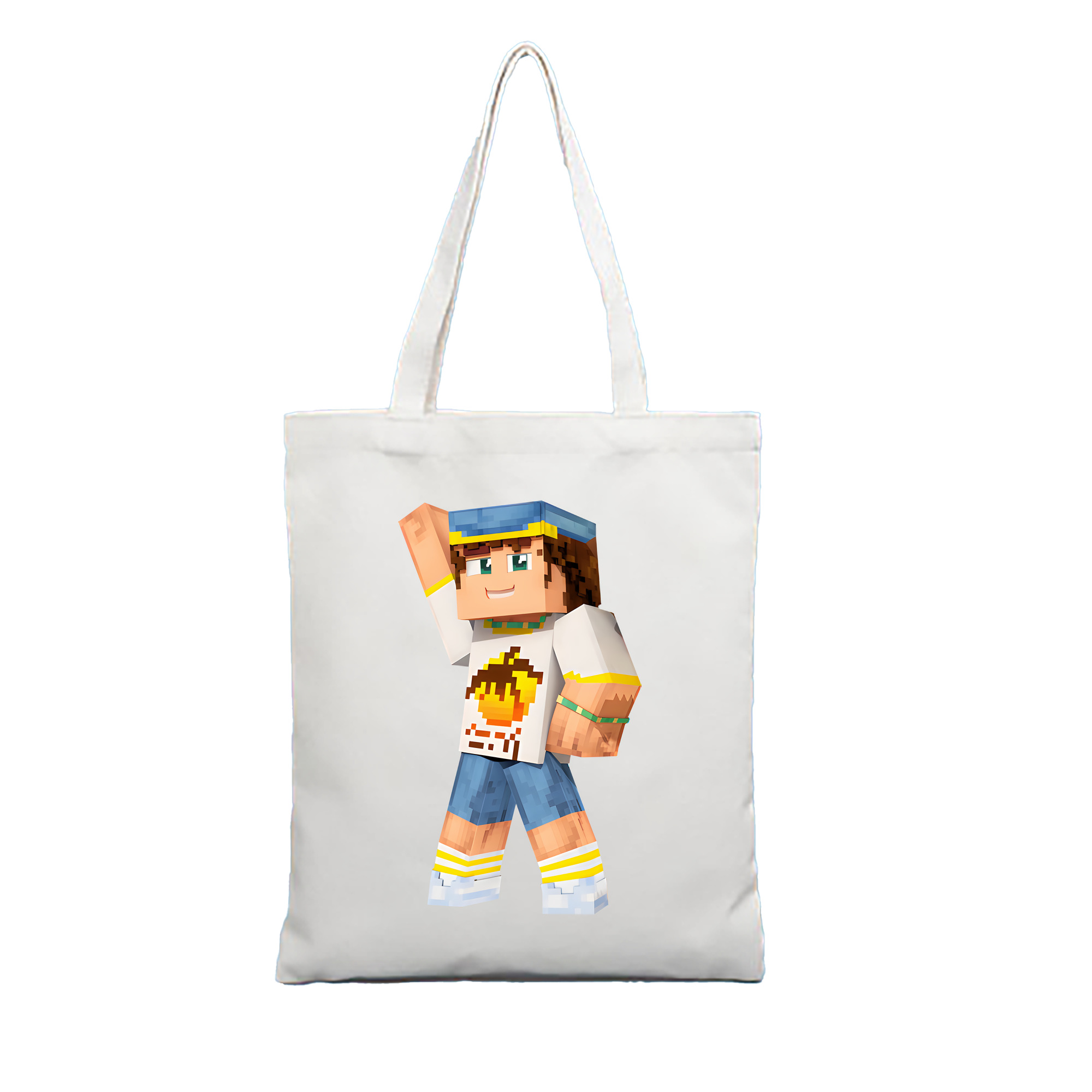 （画像用） マインクラフト ブロックの世界 Minecraft MC Block world 縦型キャンバス生地手提げバッグ　トートバッグ