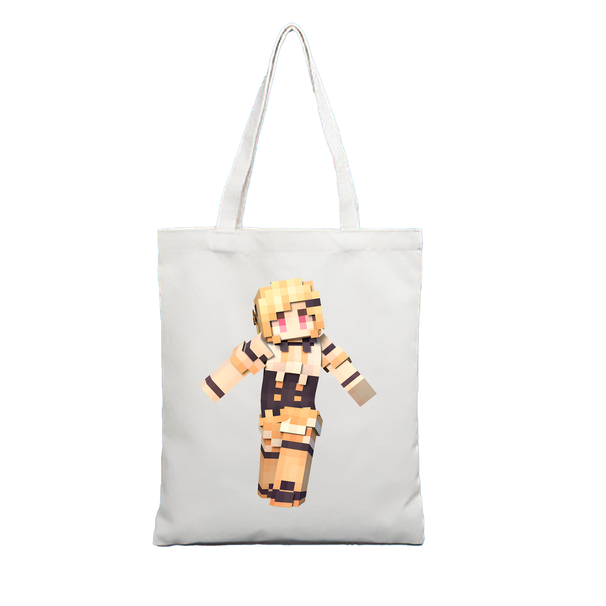 （画像用） マインクラフト ブロックの世界 Minecraft MC Block world 縦型キャンバス生地手提げバッグ　トートバッグ