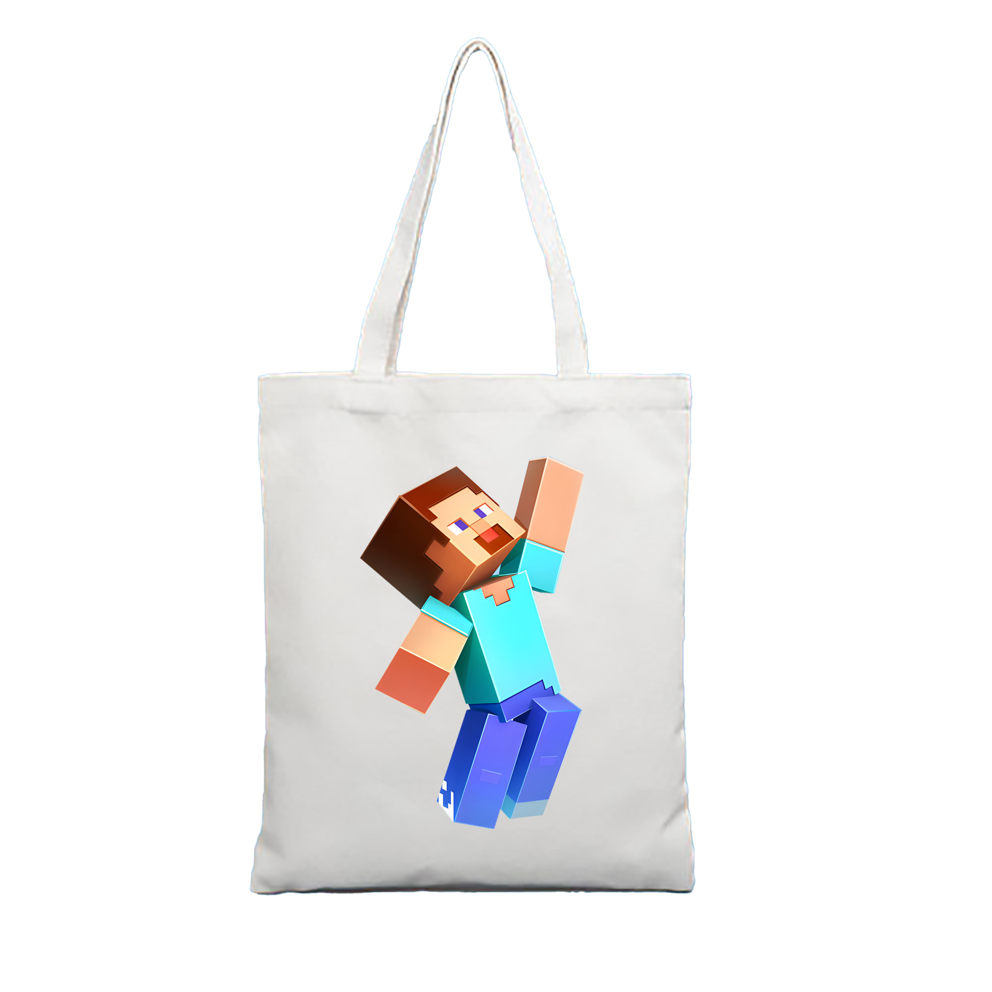 （画像用） マインクラフト ブロックの世界 Minecraft MC Block world 縦型キャンバス生地手提げバッグ　トートバッグ