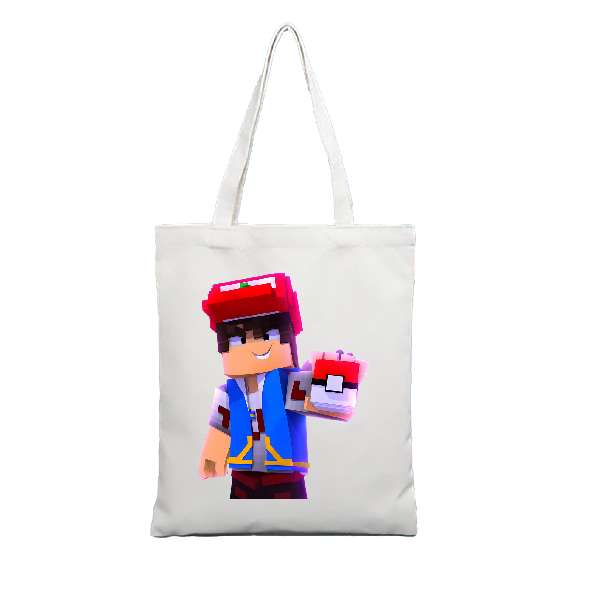 （画像用） マインクラフト ブロックの世界 Minecraft MC Block world 縦型キャンバス生地手提げバッグ　トートバッグ