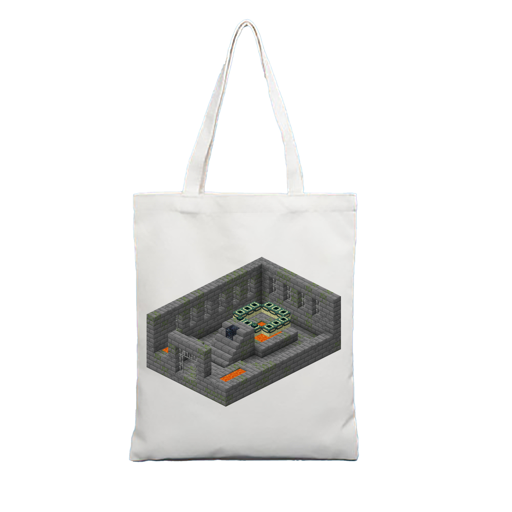 （画像用） マインクラフト ブロックの世界 Minecraft MC Block world 縦型キャンバス生地手提げバッグ　トートバッグ