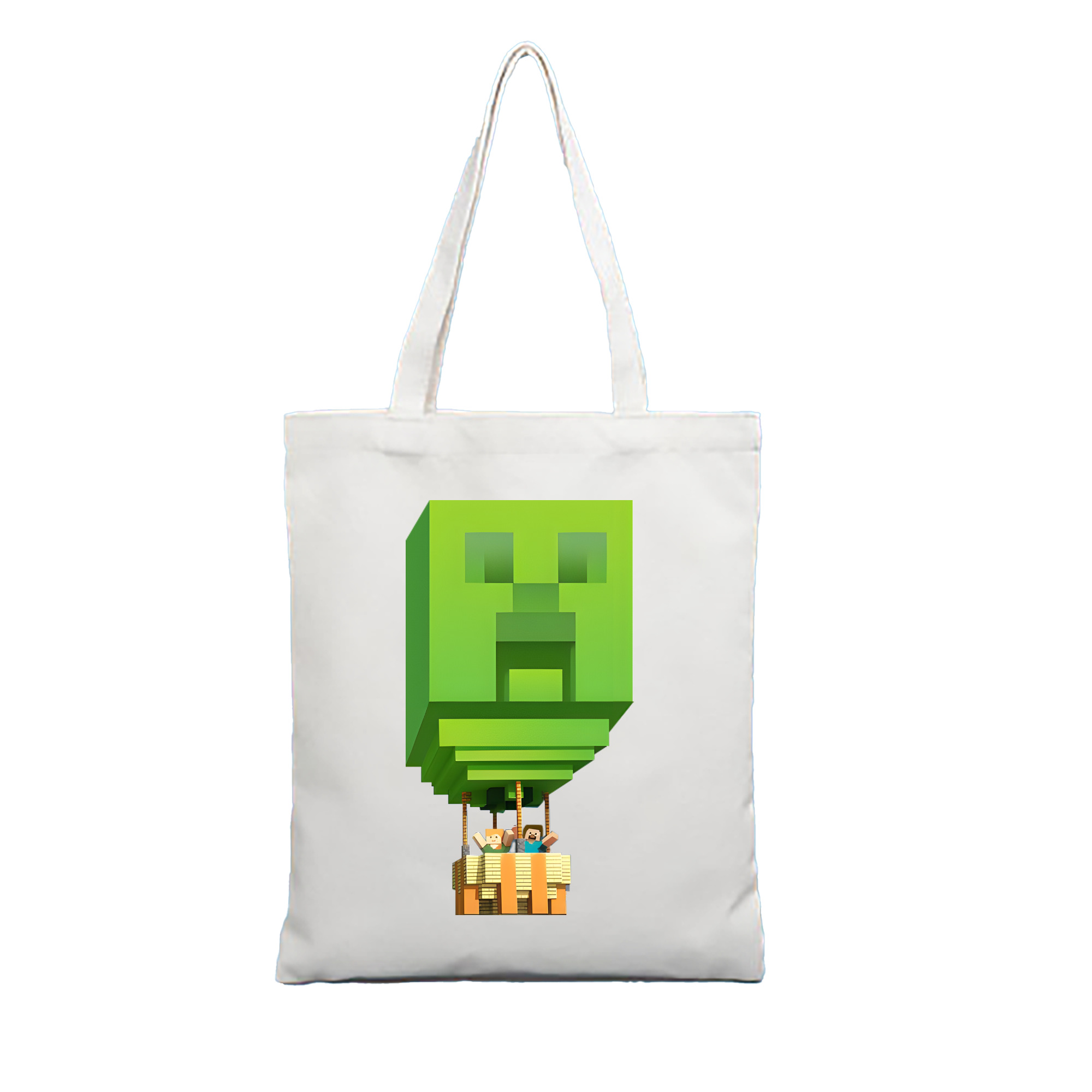 （画像用） マインクラフト ブロックの世界 Minecraft MC Block world 縦型キャンバス生地手提げバッグ　トートバッグ