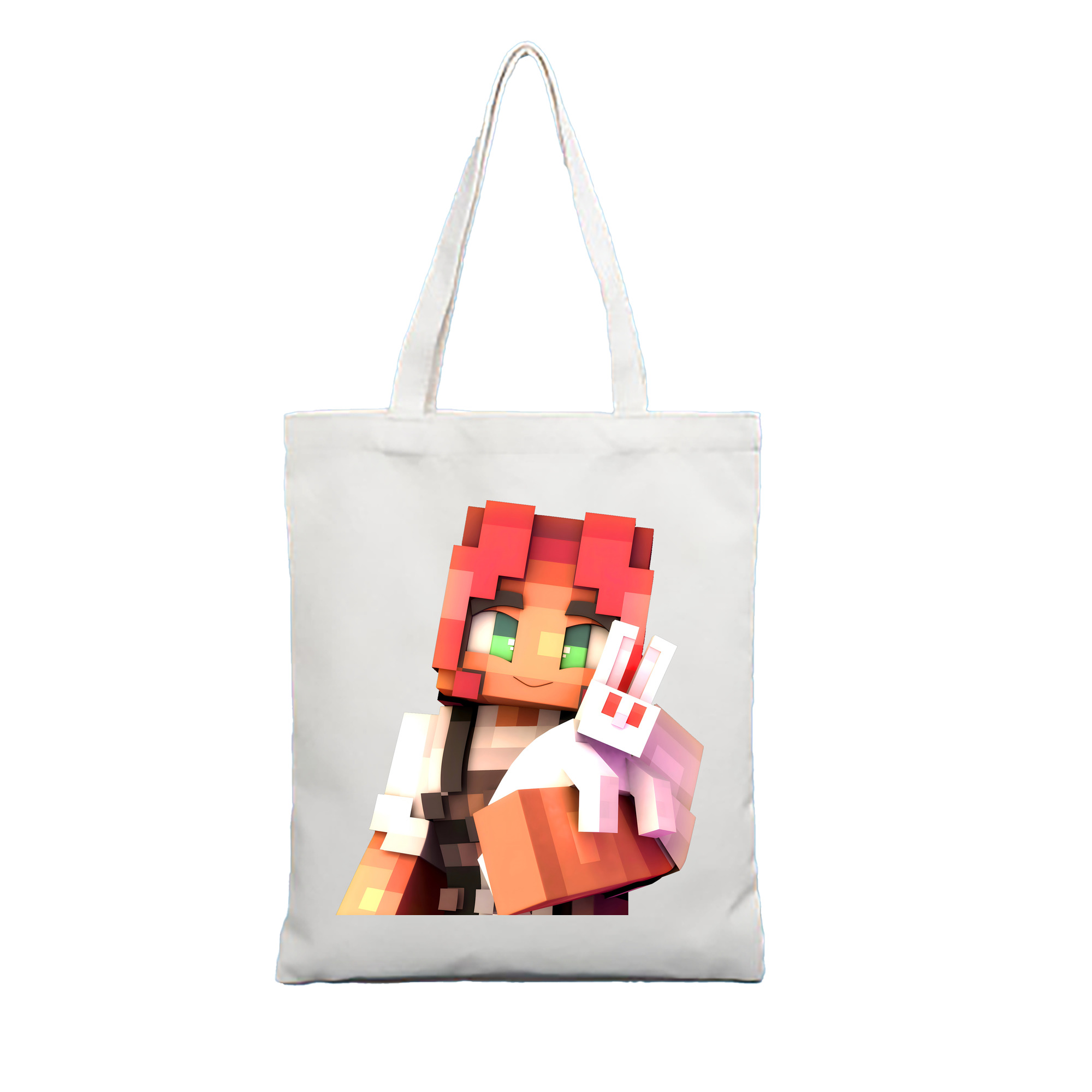 （画像用） マインクラフト ブロックの世界 Minecraft MC Block world 縦型キャンバス生地手提げバッグ　トートバッグ