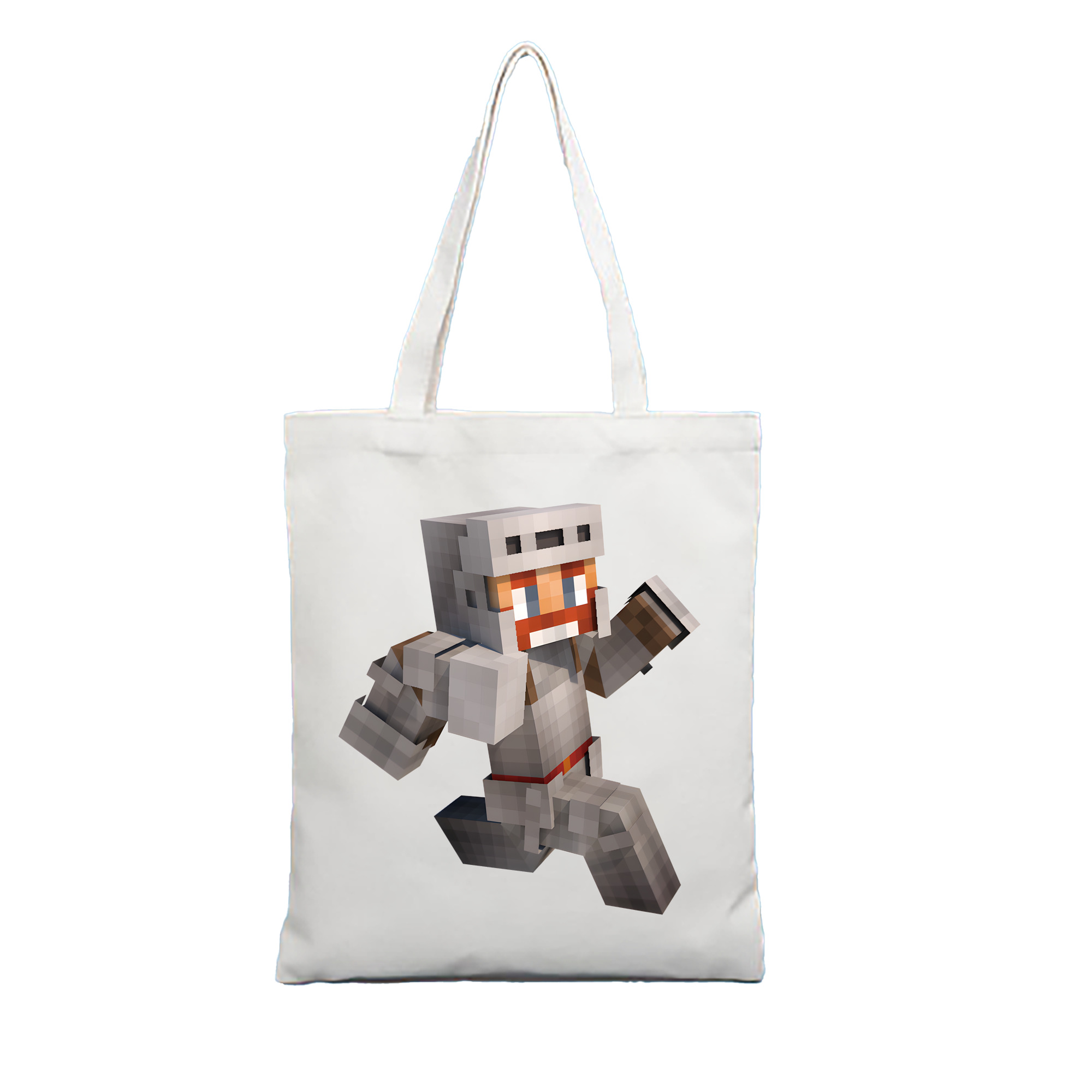 （画像用） マインクラフト ブロックの世界 Minecraft MC Block world 縦型キャンバス生地手提げバッグ　トートバッグ