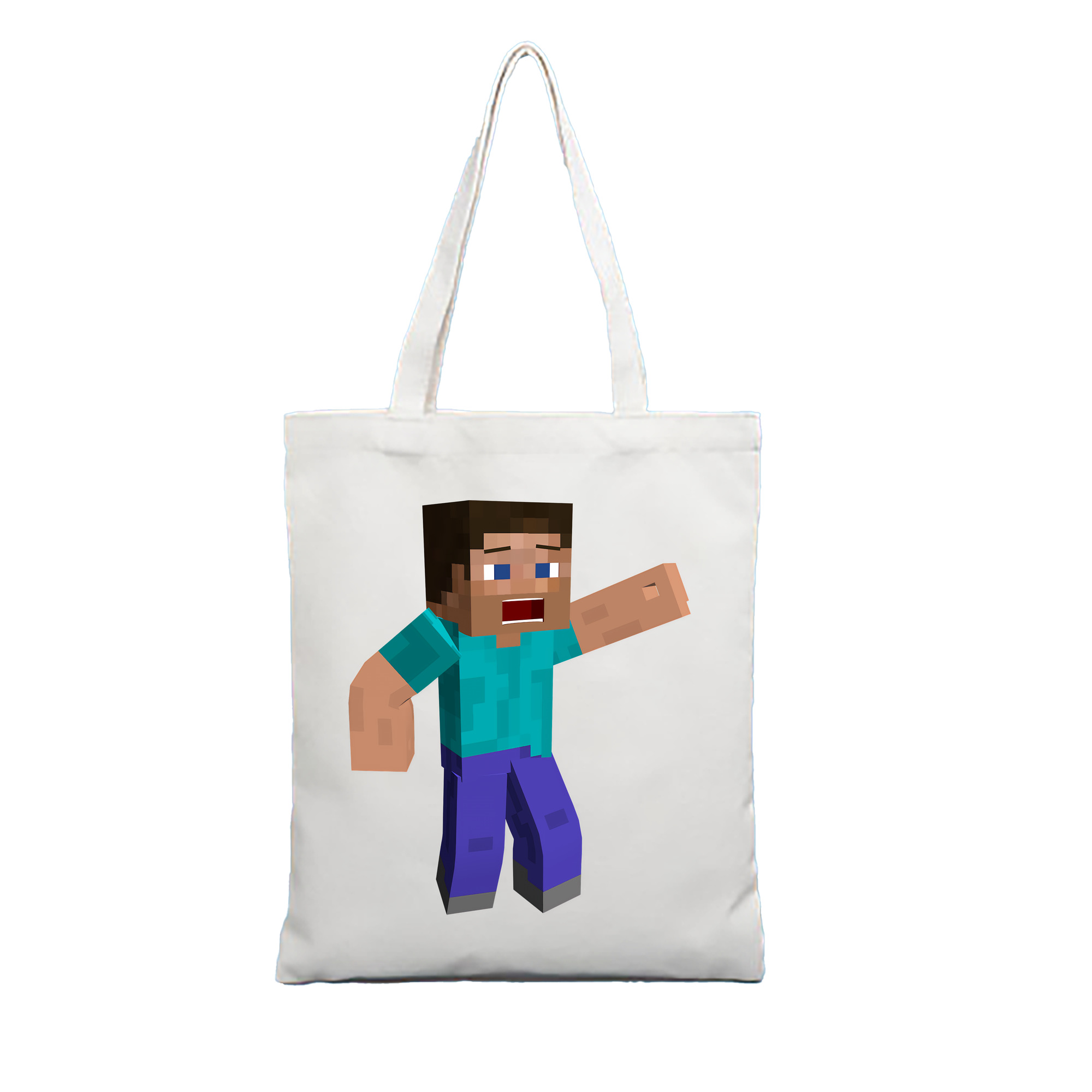 （画像用） マインクラフト ブロックの世界 Minecraft MC Block world 縦型キャンバス生地手提げバッグ　トートバッグ