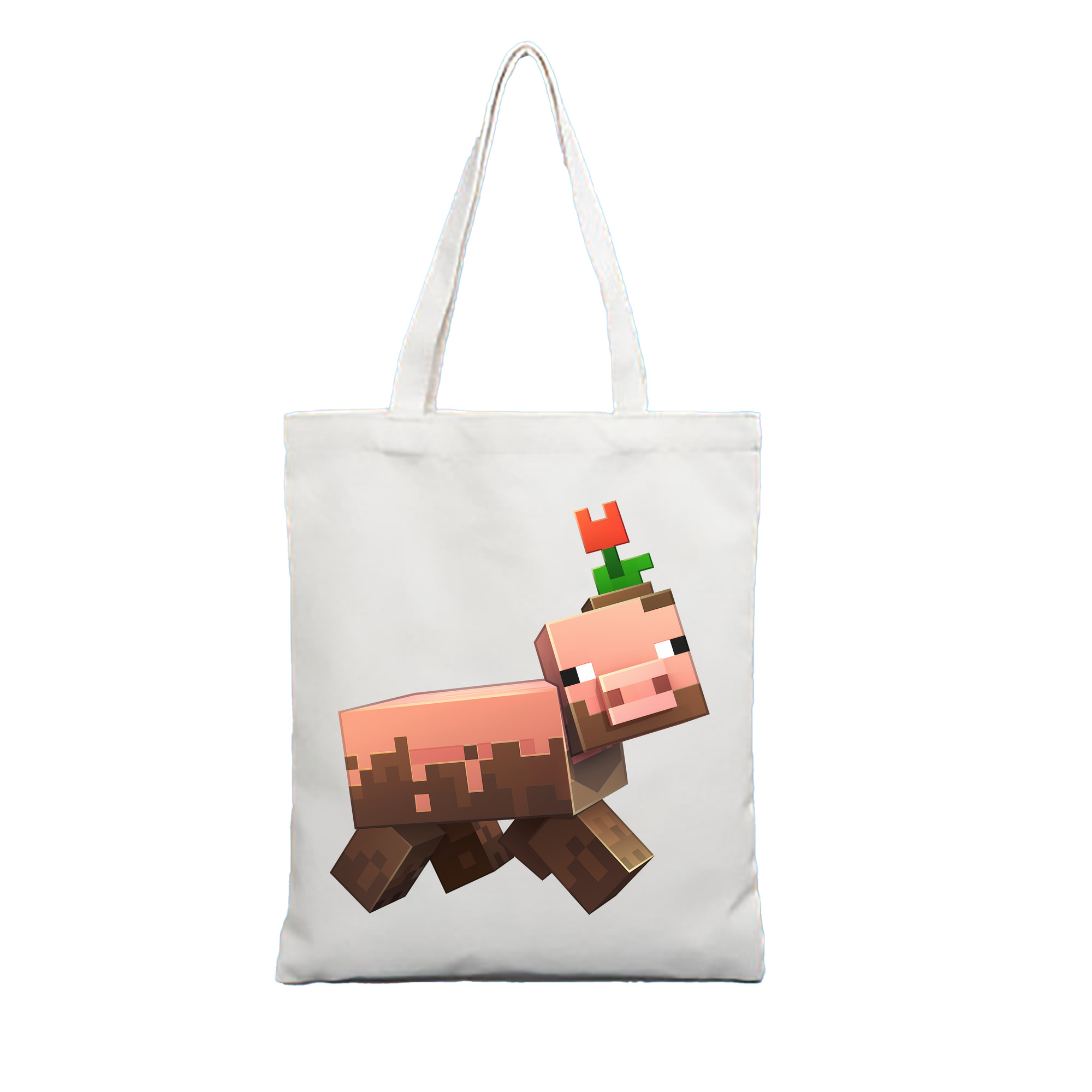 （画像用） マインクラフト ブロックの世界 Minecraft MC Block world 縦型キャンバス生地手提げバッグ　トートバッグ