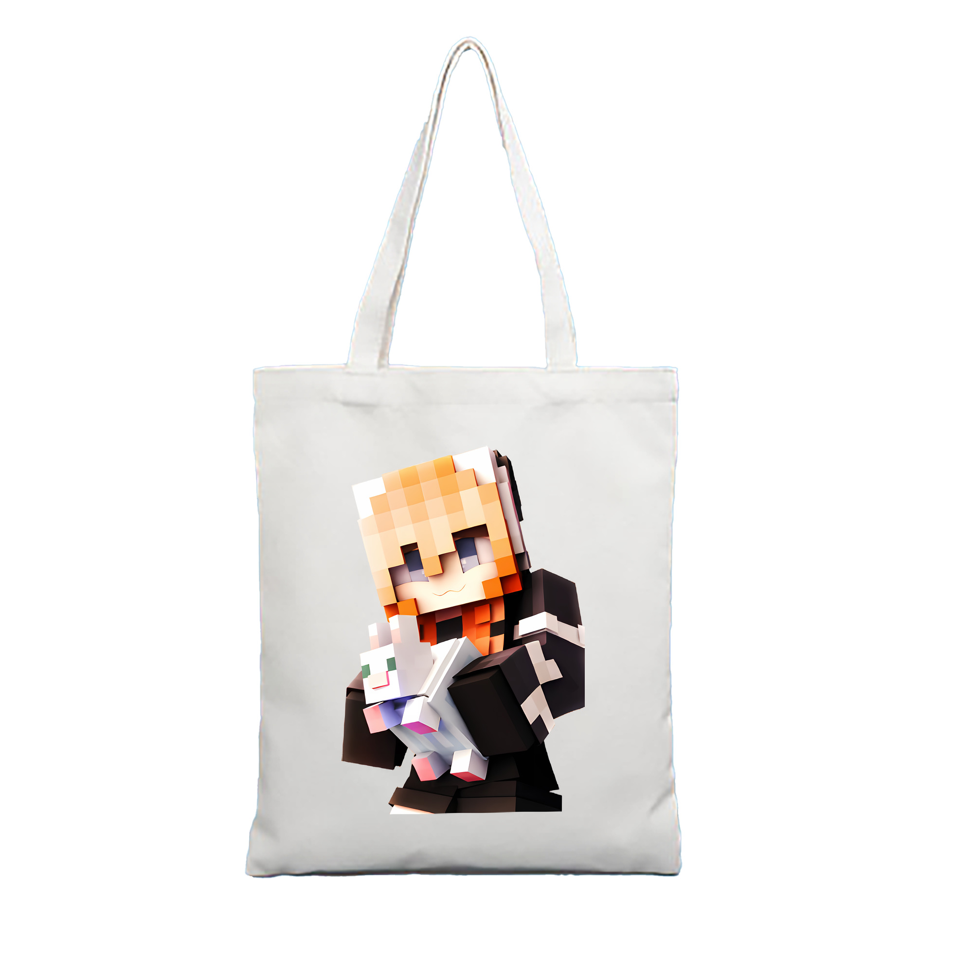 （画像用） マインクラフト ブロックの世界 Minecraft MC Block world 縦型キャンバス生地手提げバッグ　トートバッグ