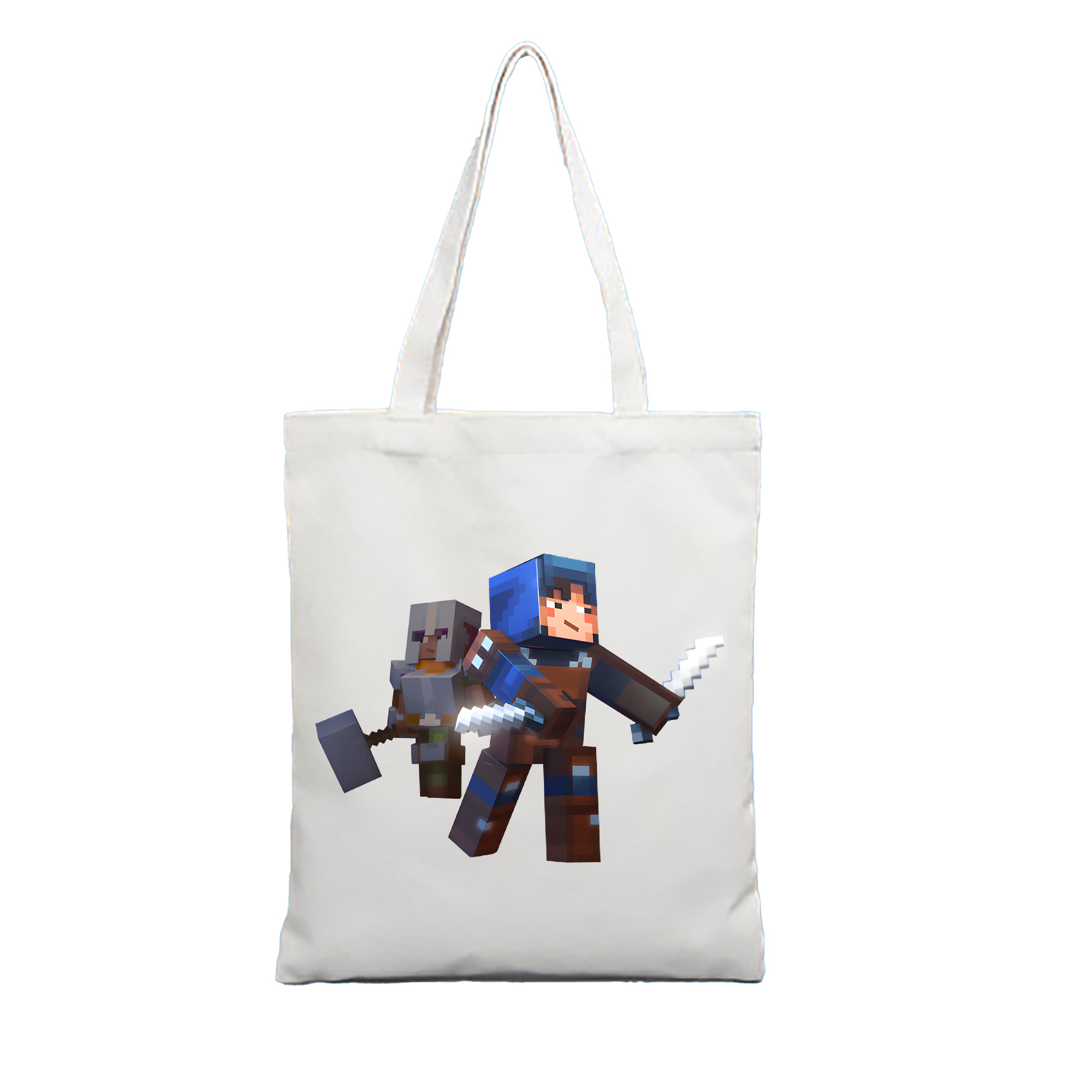（画像用） マインクラフト ブロックの世界 Minecraft MC Block world 縦型キャンバス生地手提げバッグ　トートバッグ