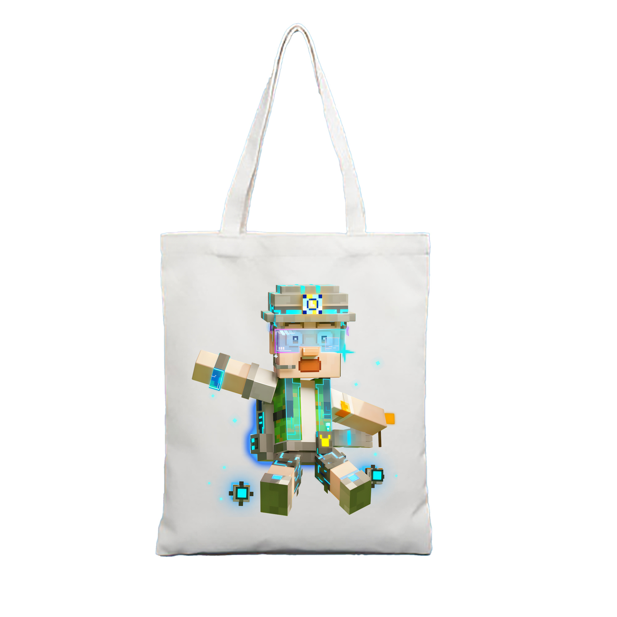 （画像用） マインクラフト ブロックの世界 Minecraft MC Block world 縦型キャンバス生地手提げバッグ　トートバッグ