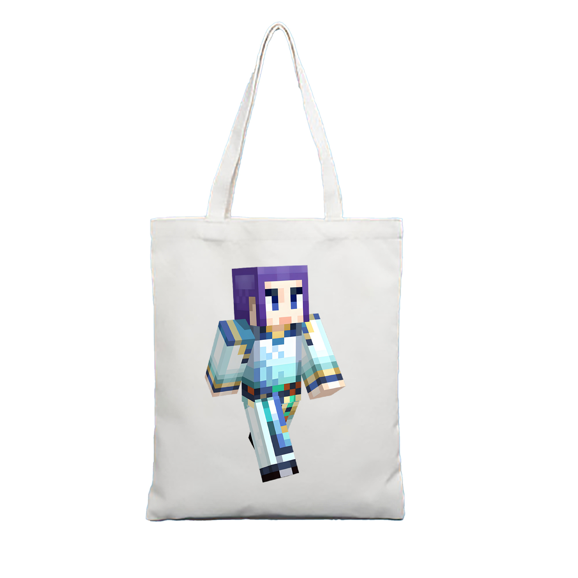 （画像用） マインクラフト ブロックの世界 Minecraft MC Block world 縦型キャンバス生地手提げバッグ　トートバッグ
