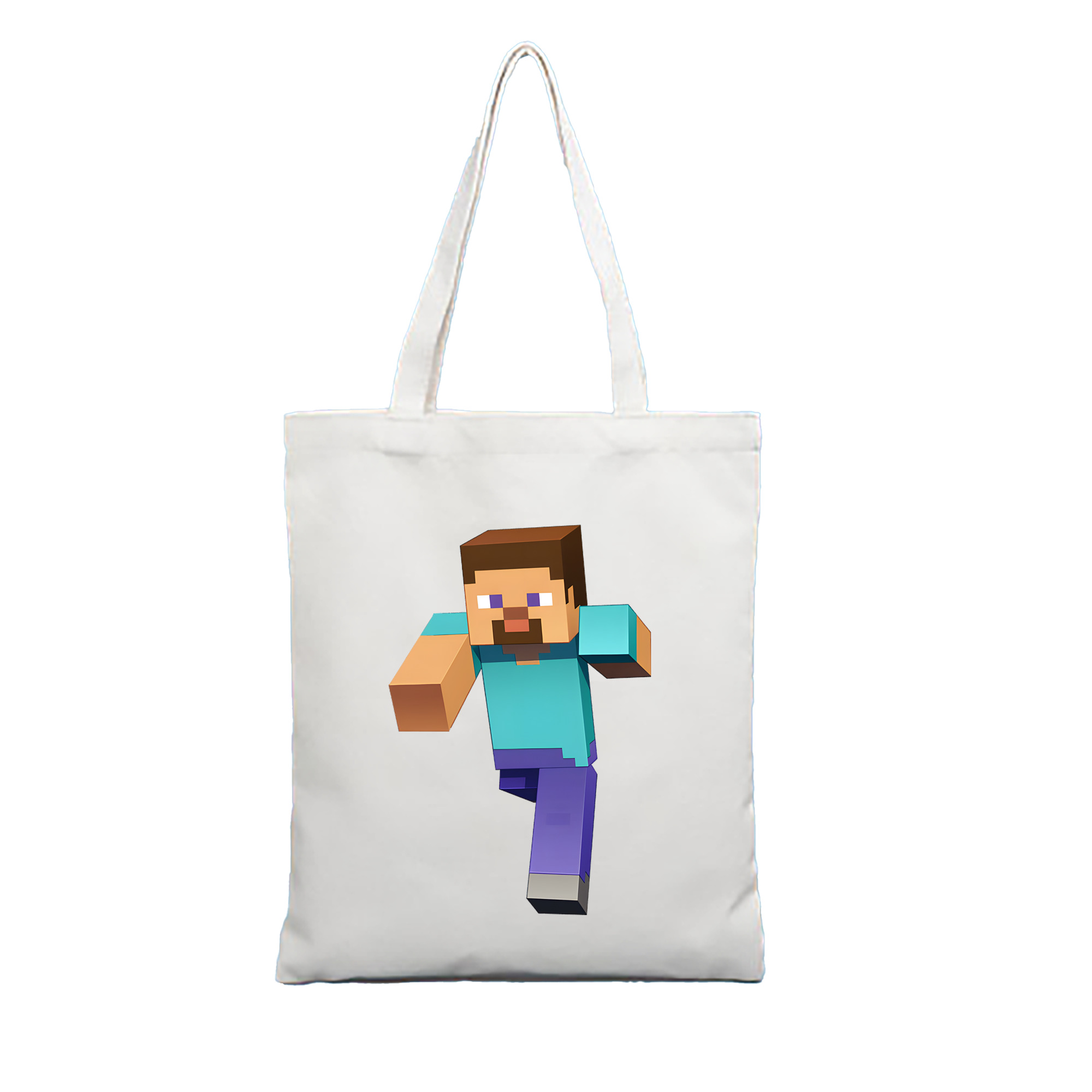 （画像用） マインクラフト ブロックの世界 Minecraft MC Block world 縦型キャンバス生地手提げバッグ　トートバッグ