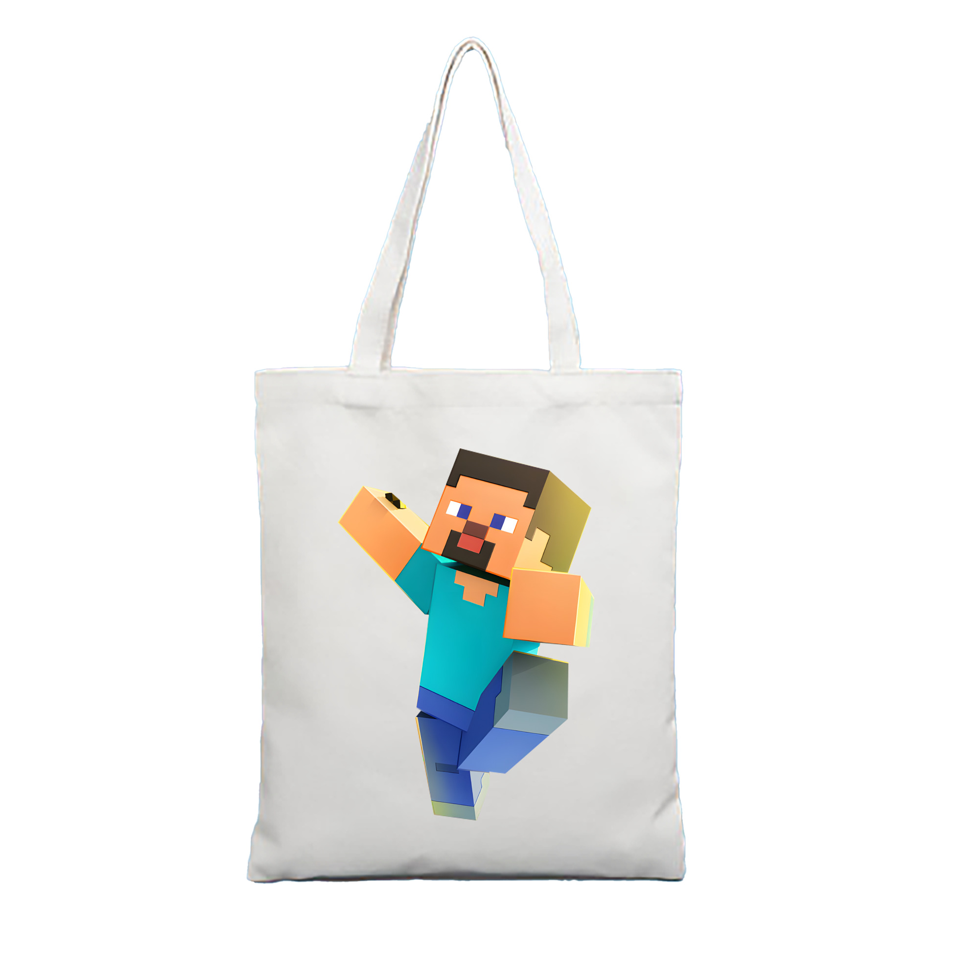 （画像用） マインクラフト ブロックの世界 Minecraft MC Block world 縦型キャンバス生地手提げバッグ　トートバッグ