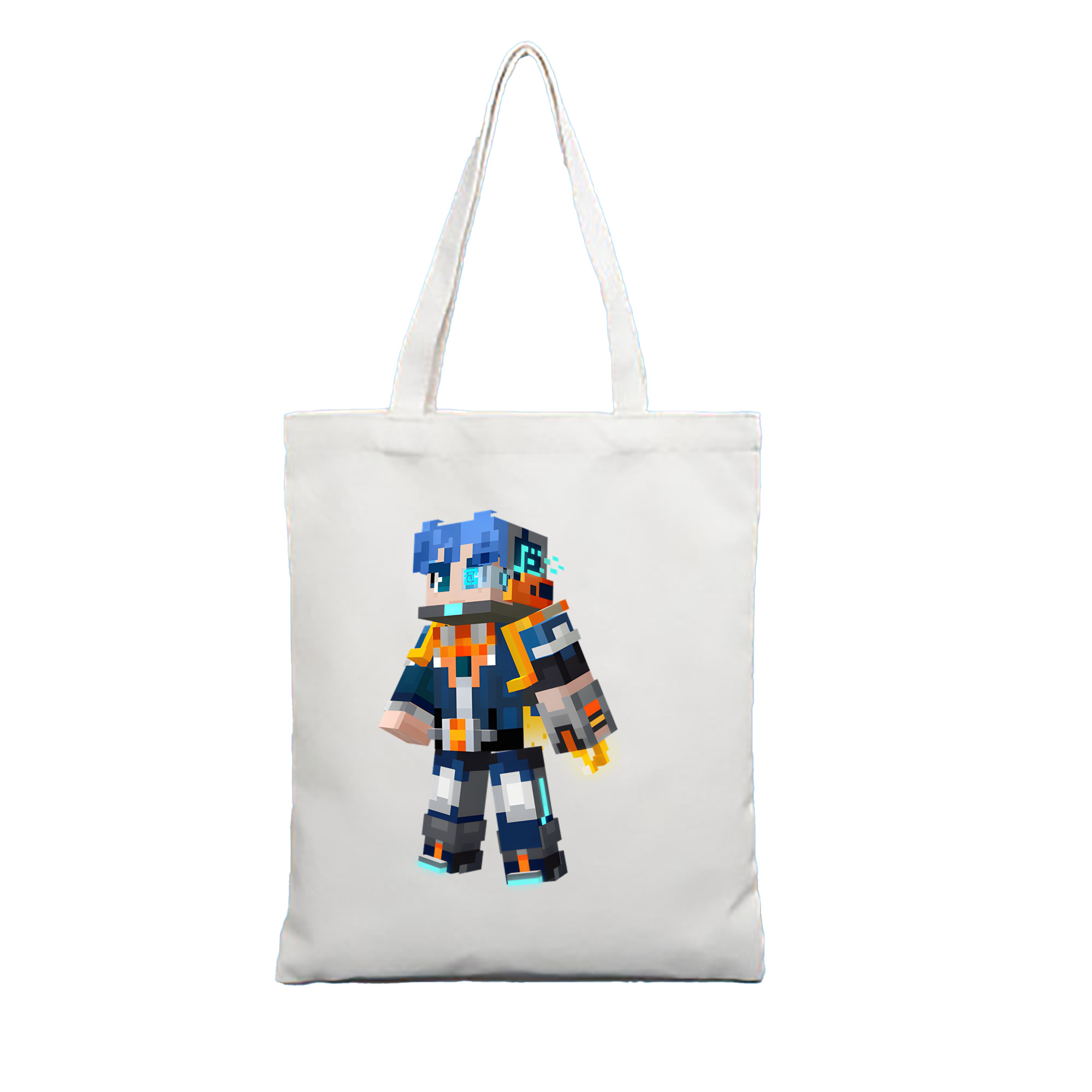 （画像用） マインクラフト ブロックの世界 Minecraft MC Block world 縦型キャンバス生地手提げバッグ　トートバッグ