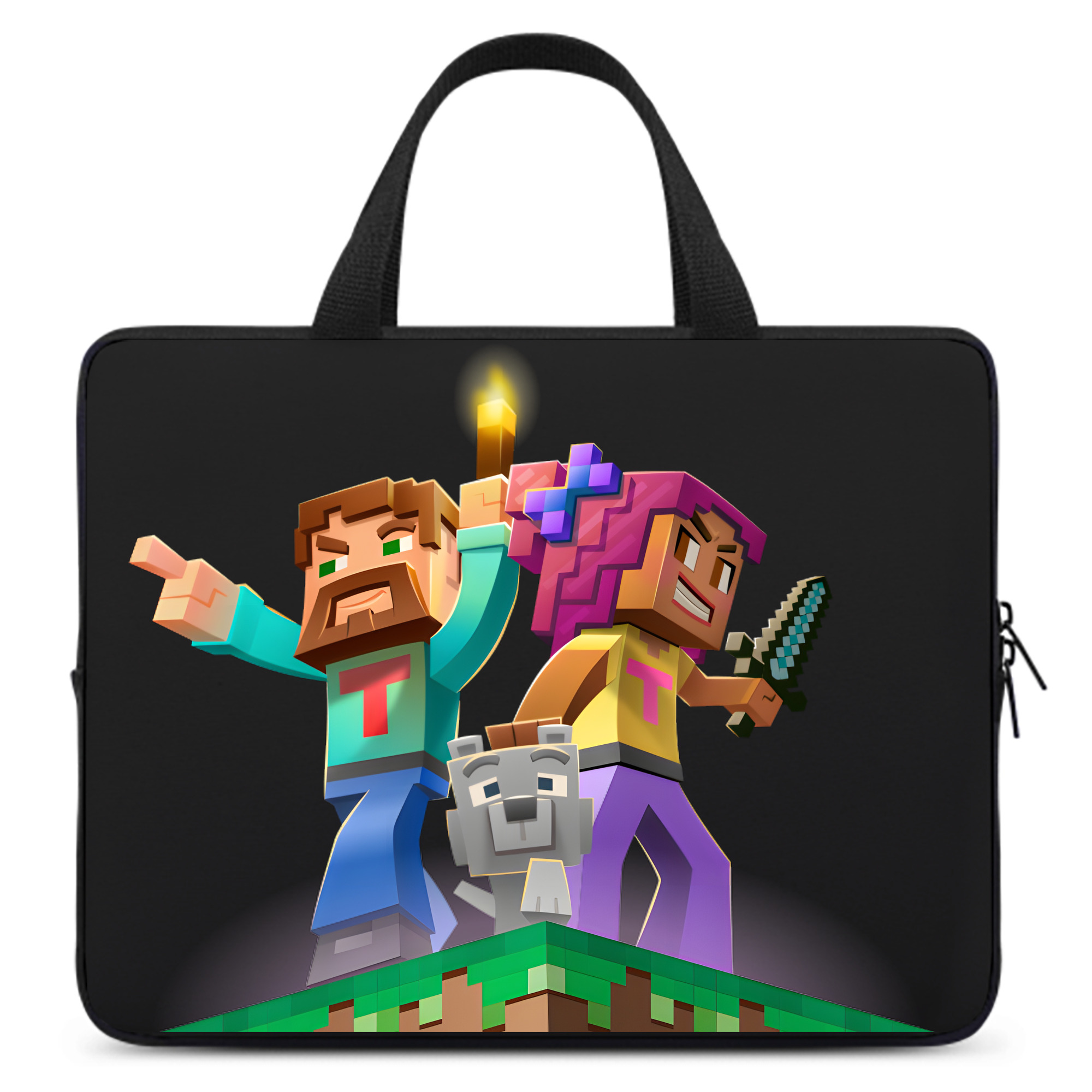（画像用） マインクラフト ブロックの世界 Minecraft MC Block world 手提げノートパソコンバッグ
