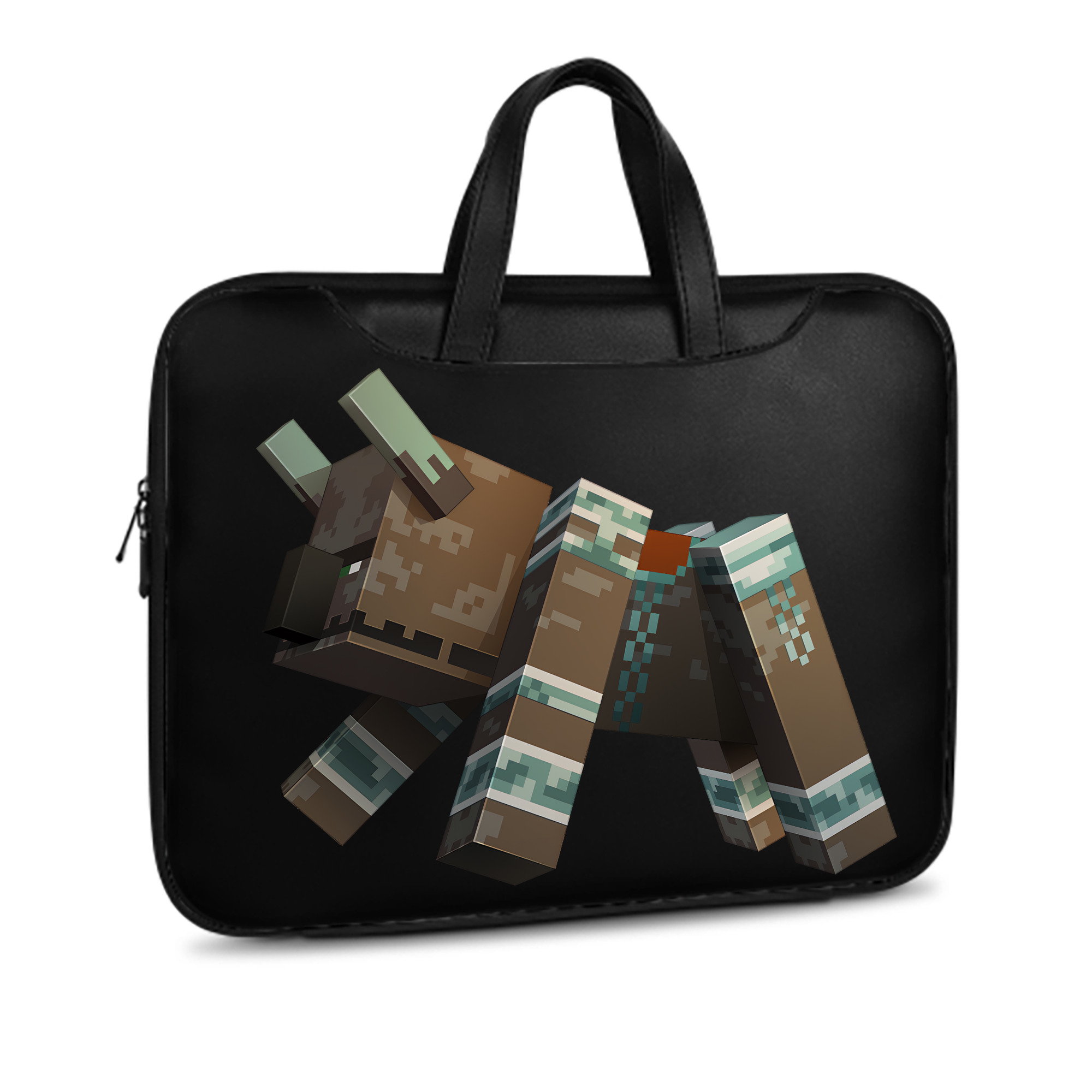（画像用） マインクラフト ブロックの世界 Minecraft MC Block world レザーラップトップバッグ　ノートパソコンケース