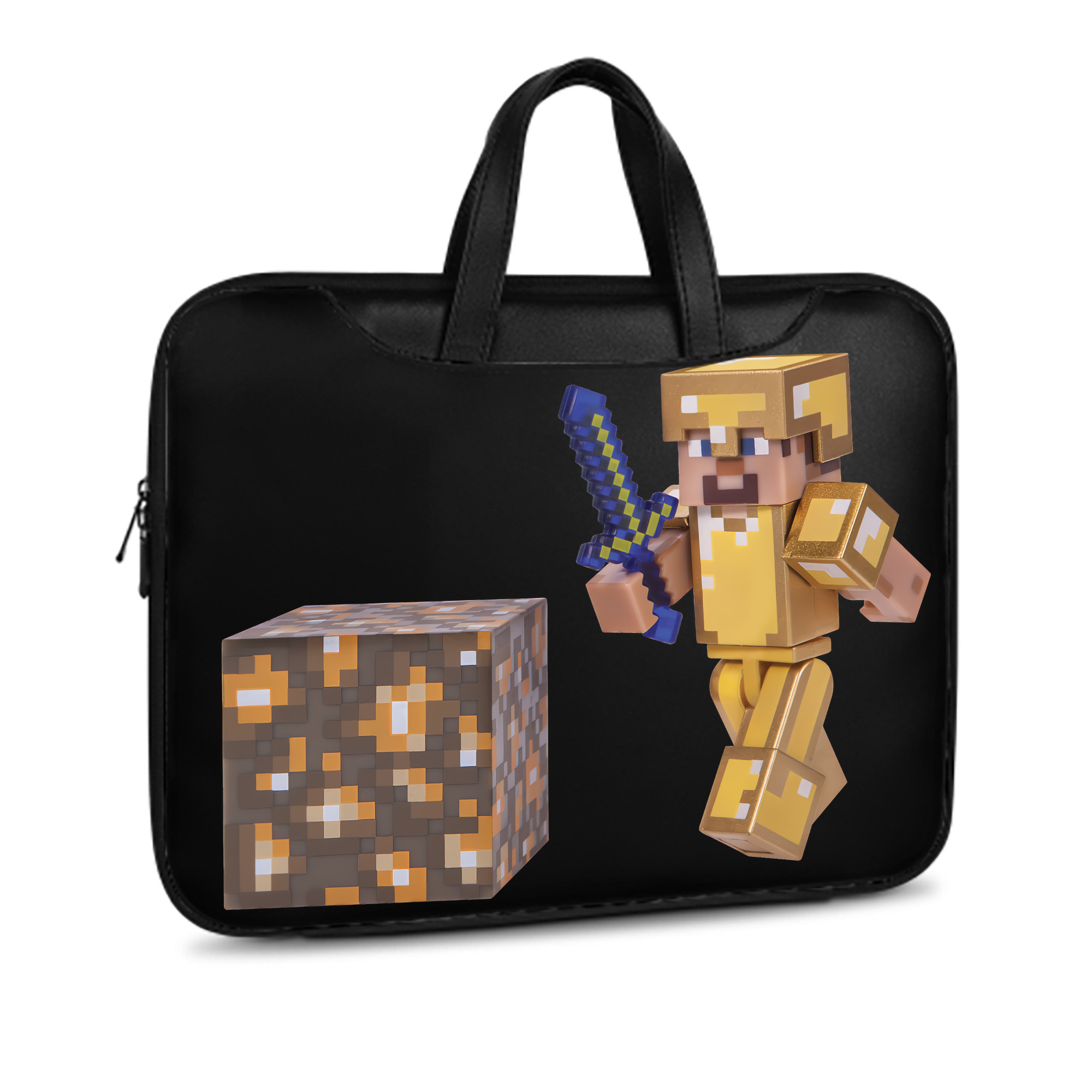 （画像用） マインクラフト ブロックの世界 Minecraft MC Block world レザーラップトップバッグ　ノートパソコンケース