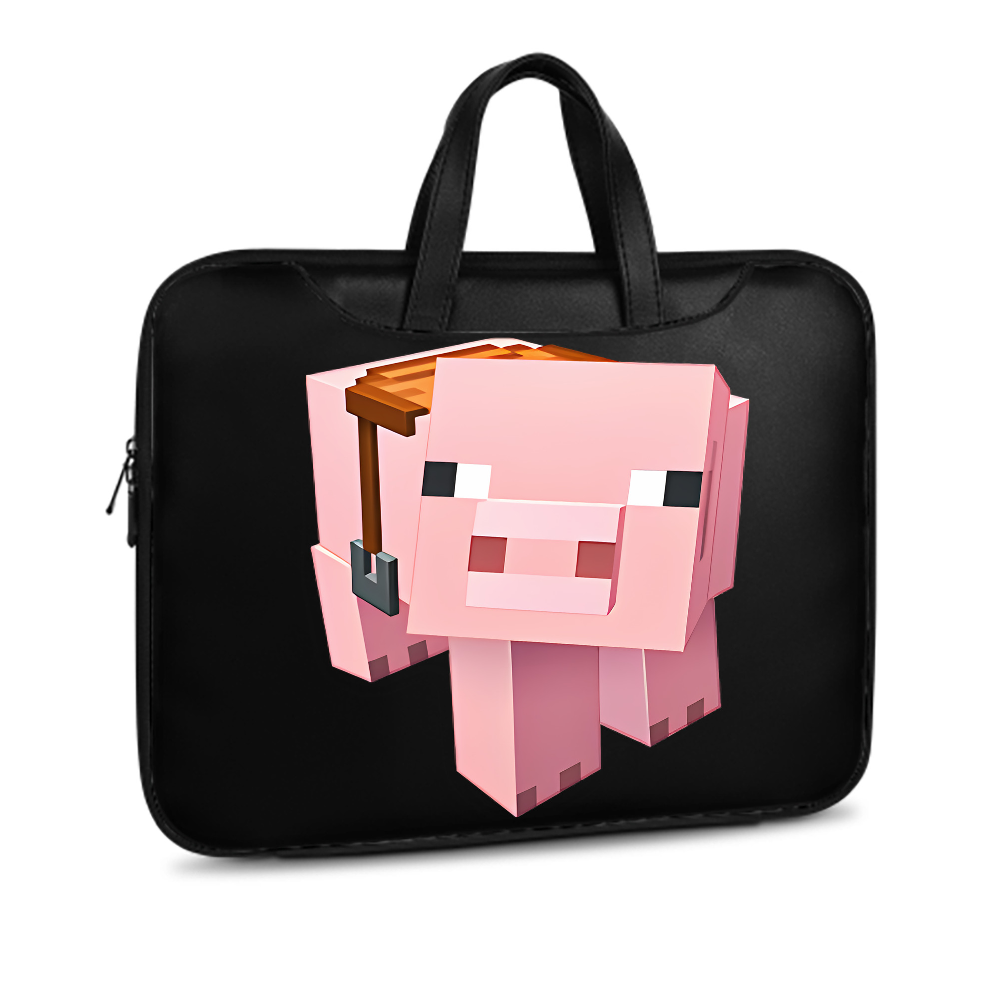 （画像用） マインクラフト ブロックの世界 Minecraft MC Block world レザーラップトップバッグ　ノートパソコンケース