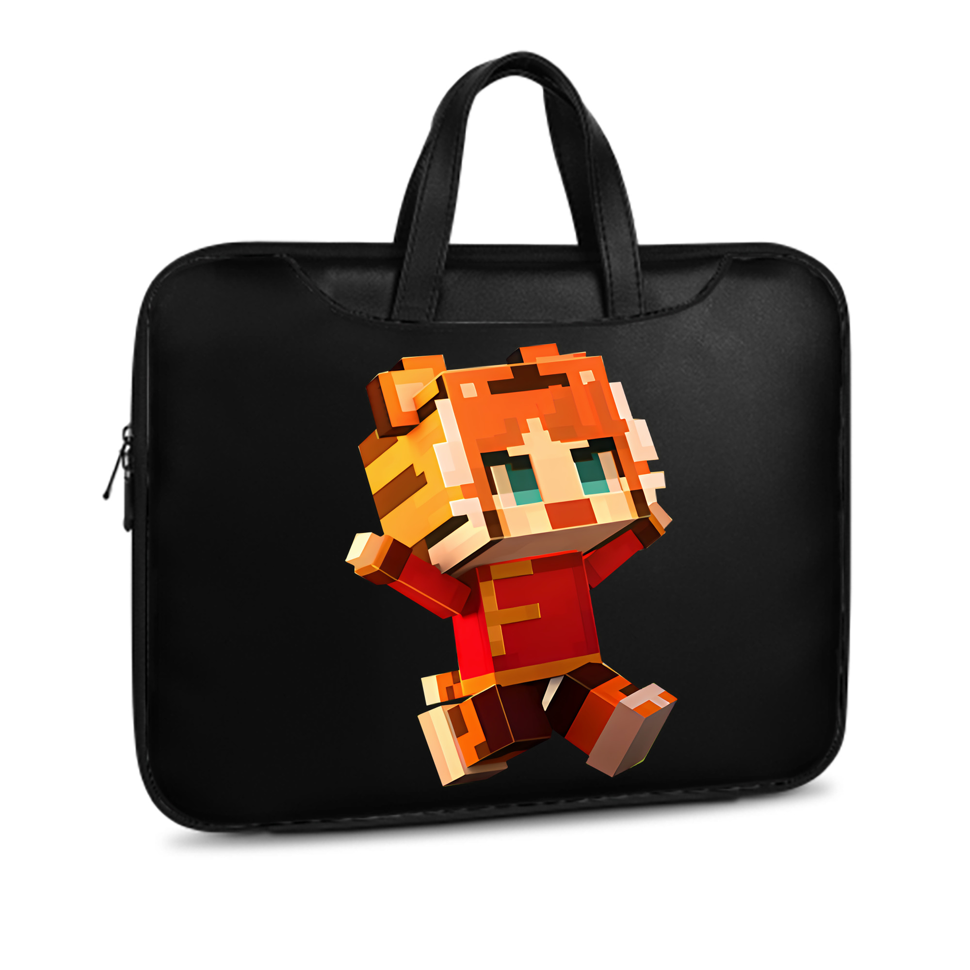 （画像用） マインクラフト ブロックの世界 Minecraft MC Block world レザーラップトップバッグ　ノートパソコンケース