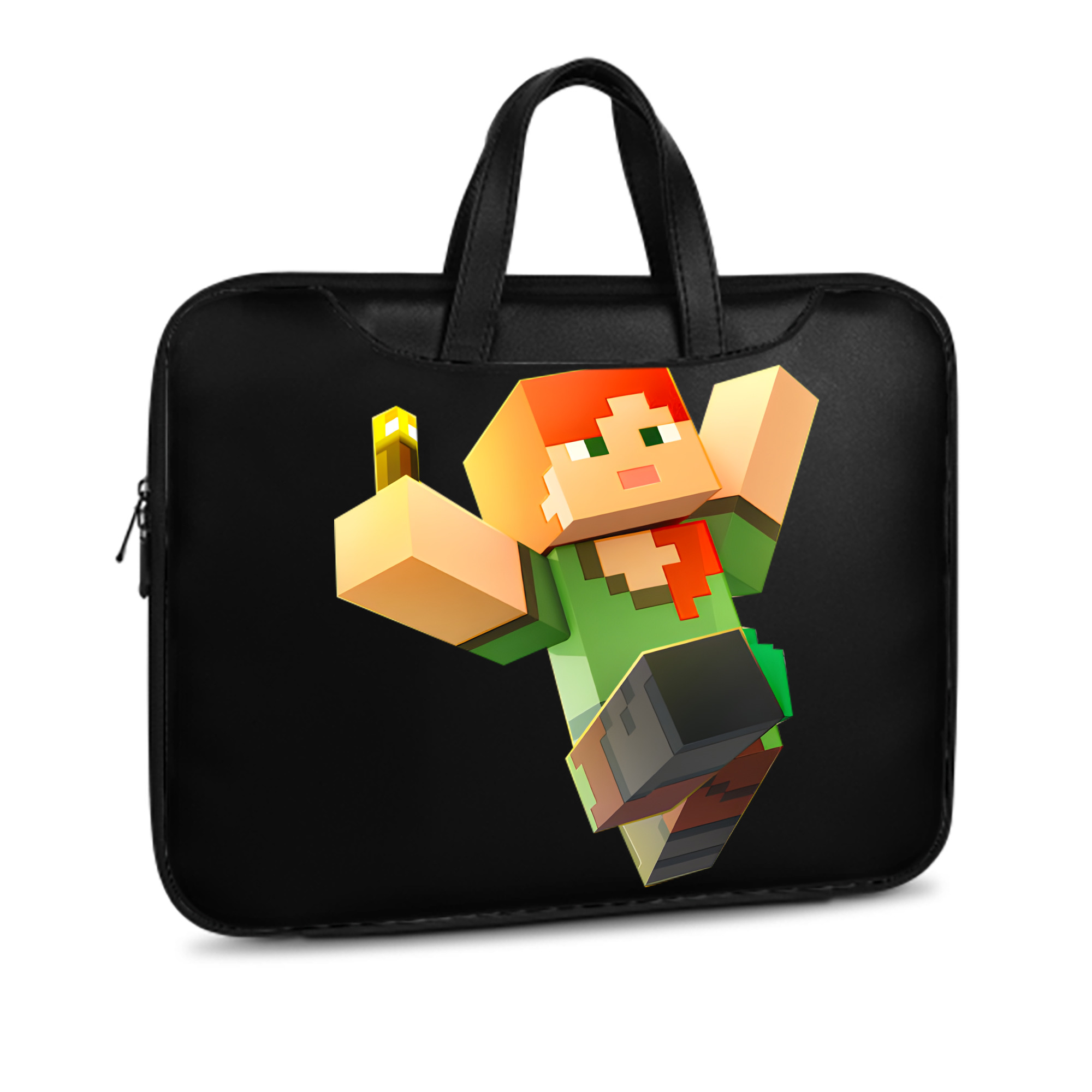 （画像用） マインクラフト ブロックの世界 Minecraft MC Block world レザーラップトップバッグ　ノートパソコンケース