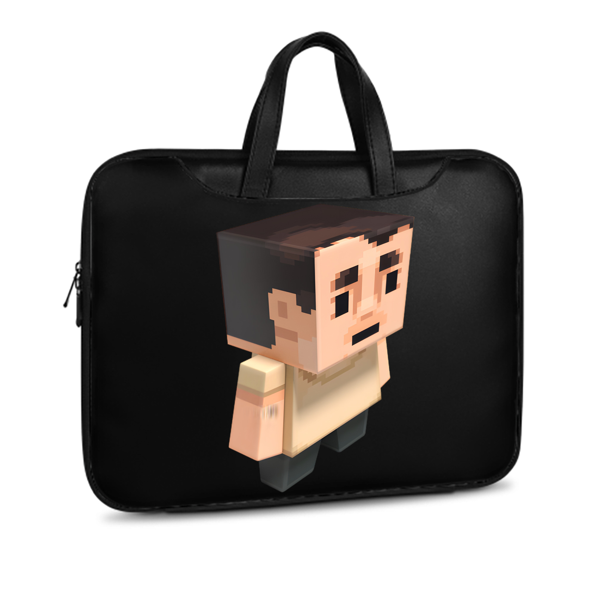 （画像用） マインクラフト ブロックの世界 Minecraft MC Block world レザーラップトップバッグ　ノートパソコンケース