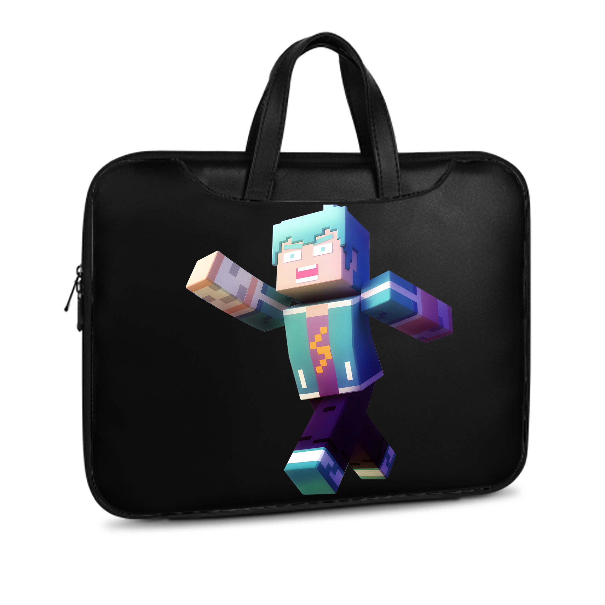 （画像用） マインクラフト ブロックの世界 Minecraft MC Block world レザーラップトップバッグ　ノートパソコンケース