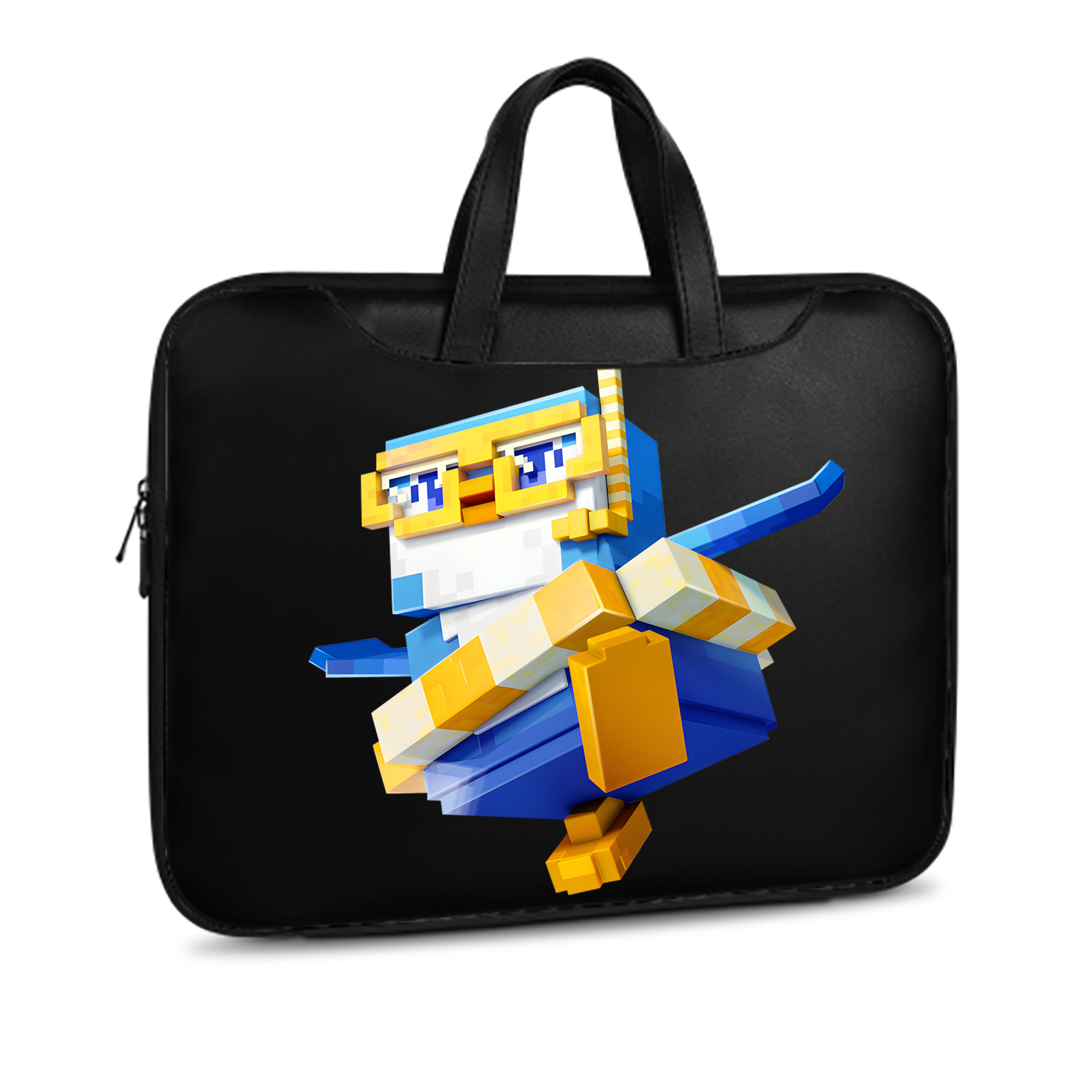（画像用） マインクラフト ブロックの世界 Minecraft MC Block world レザーラップトップバッグ　ノートパソコンケース