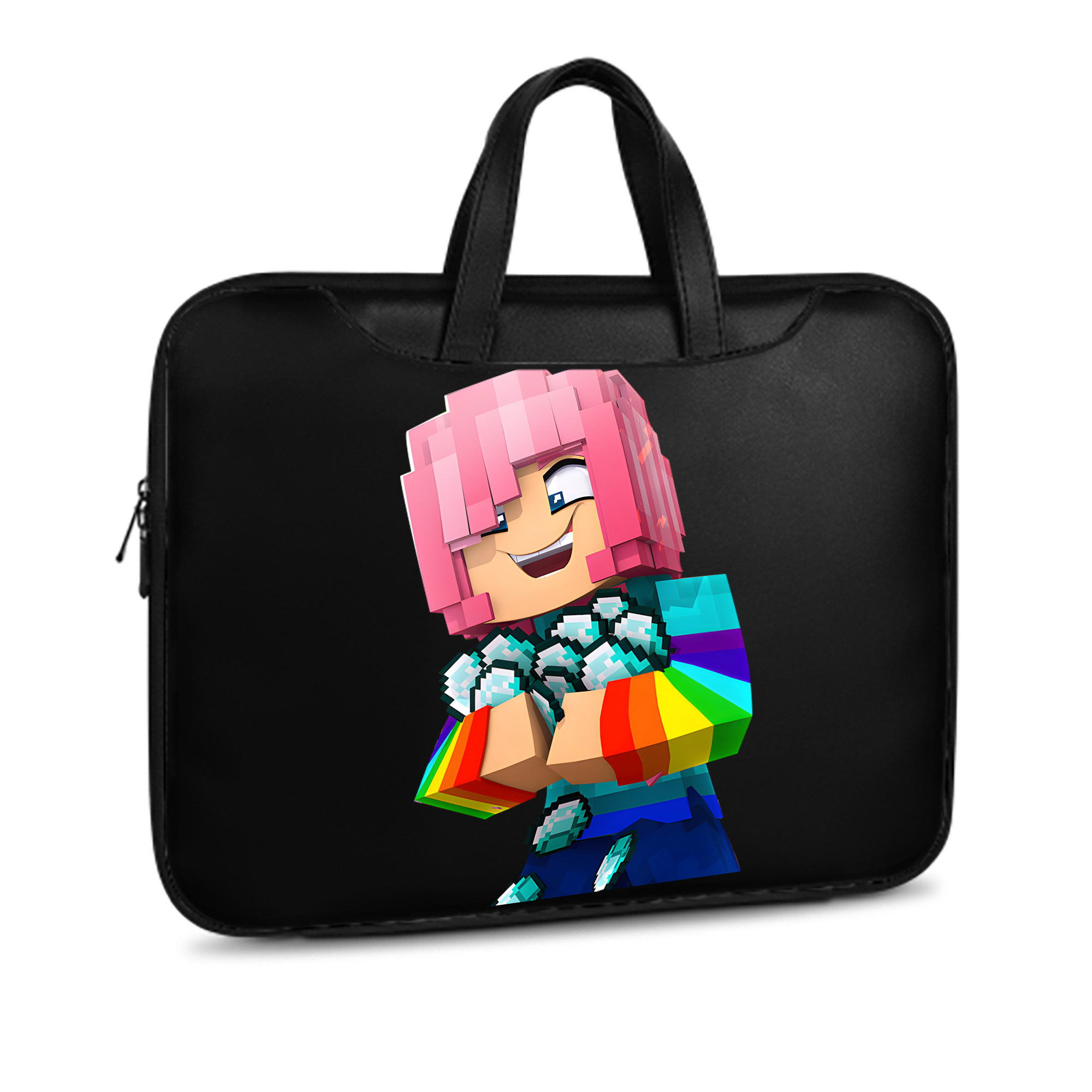 （画像用） マインクラフト ブロックの世界 Minecraft MC Block world レザーラップトップバッグ　ノートパソコンケース