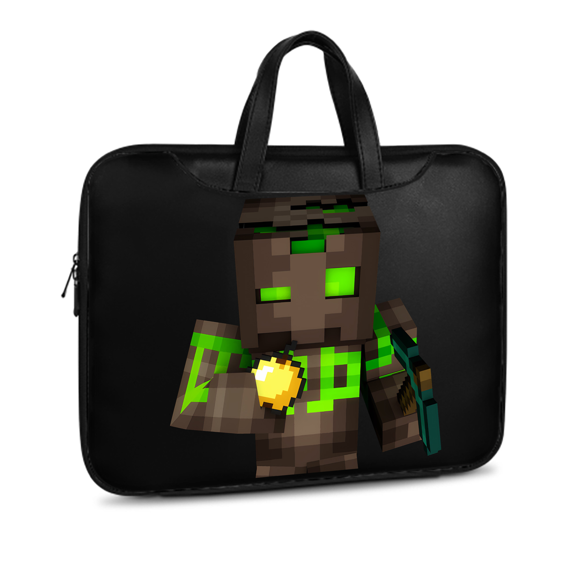 （画像用） マインクラフト ブロックの世界 Minecraft MC Block world レザーラップトップバッグ　ノートパソコンケース