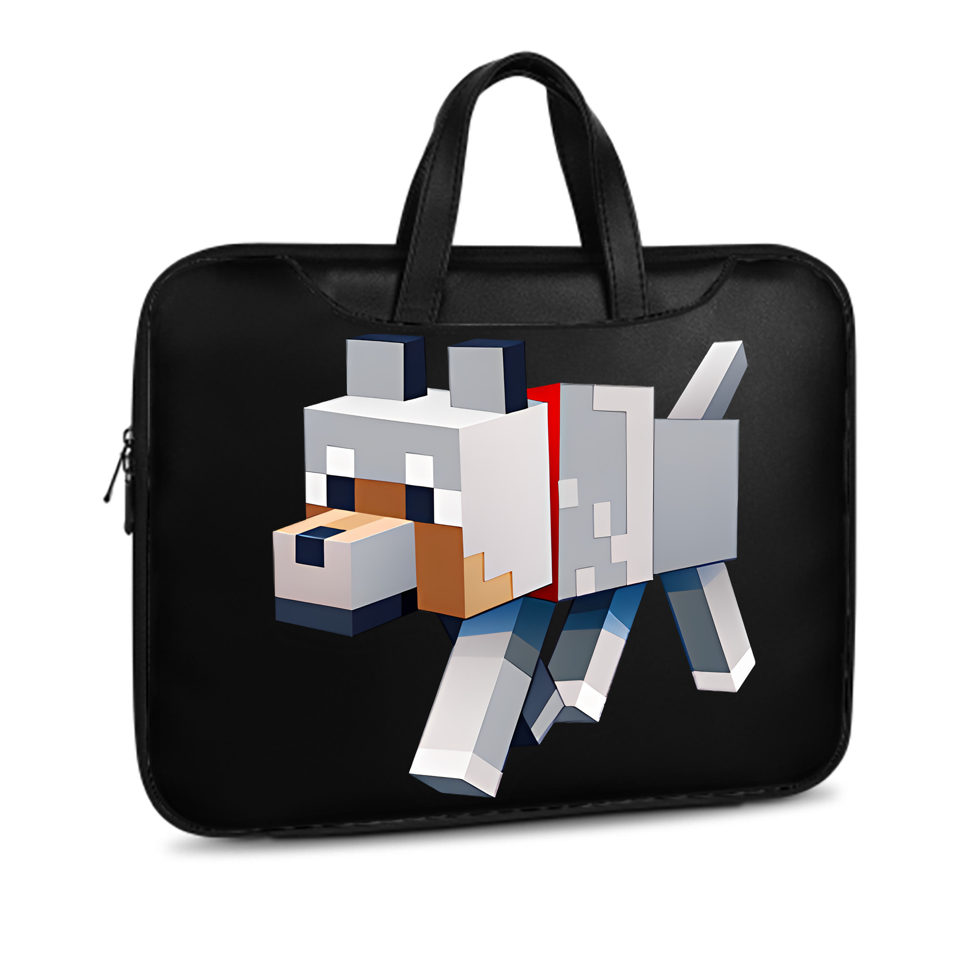 （画像用） マインクラフト ブロックの世界 Minecraft MC Block world レザーラップトップバッグ　ノートパソコンケース