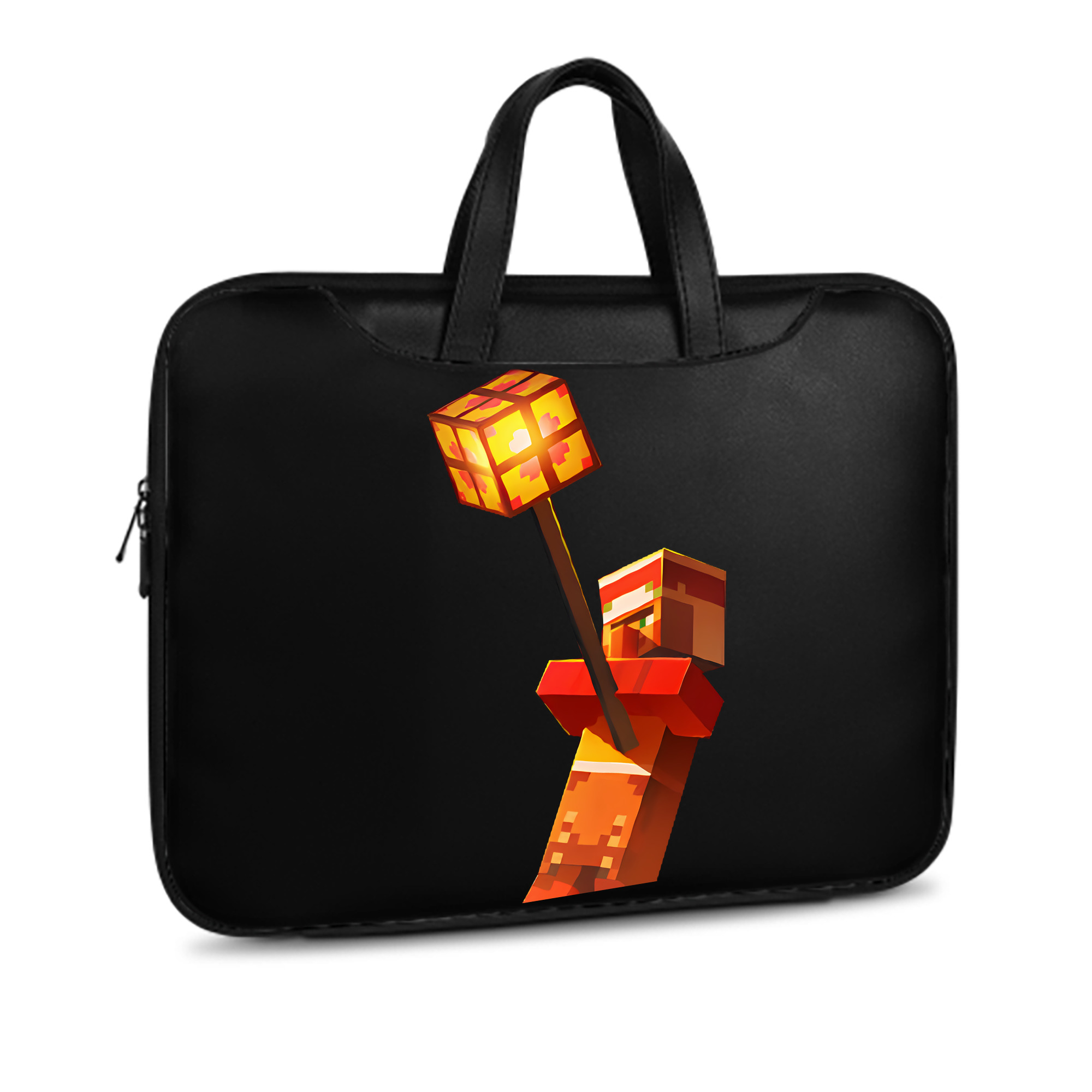 （画像用） マインクラフト ブロックの世界 Minecraft MC Block world レザーラップトップバッグ　ノートパソコンケース