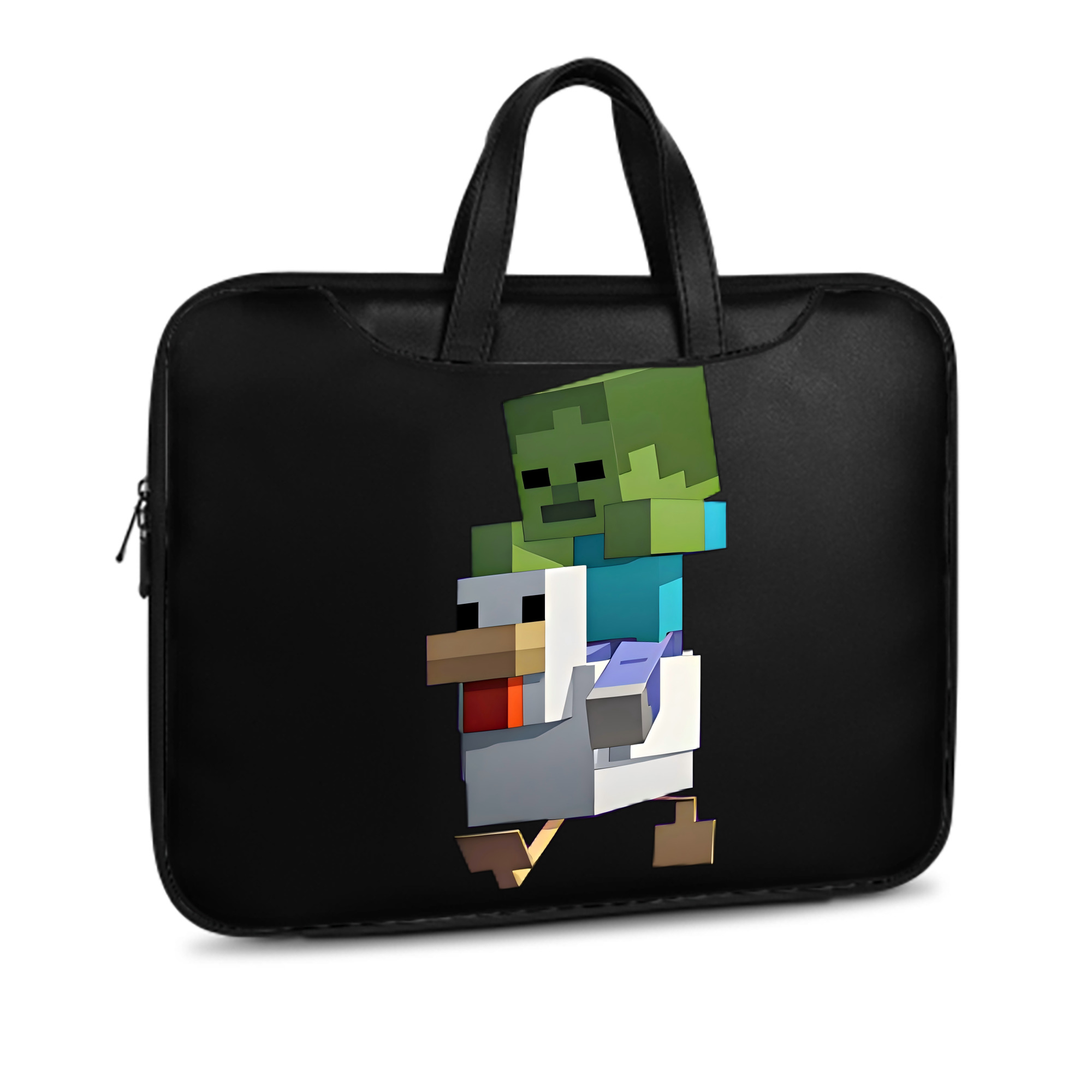 （画像用） マインクラフト ブロックの世界 Minecraft MC Block world レザーラップトップバッグ　ノートパソコンケース