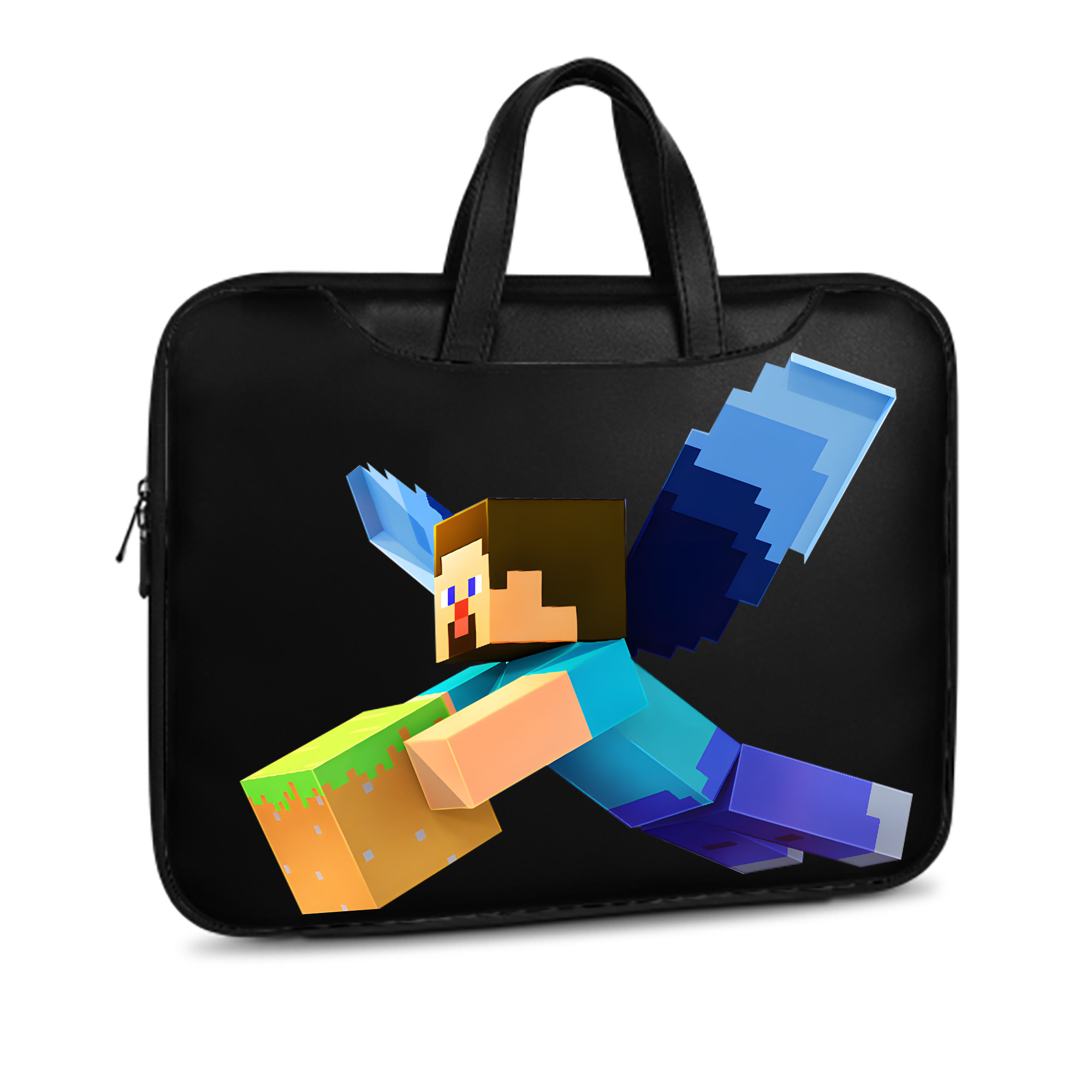 （画像用） マインクラフト ブロックの世界 Minecraft MC Block world レザーラップトップバッグ　ノートパソコンケース