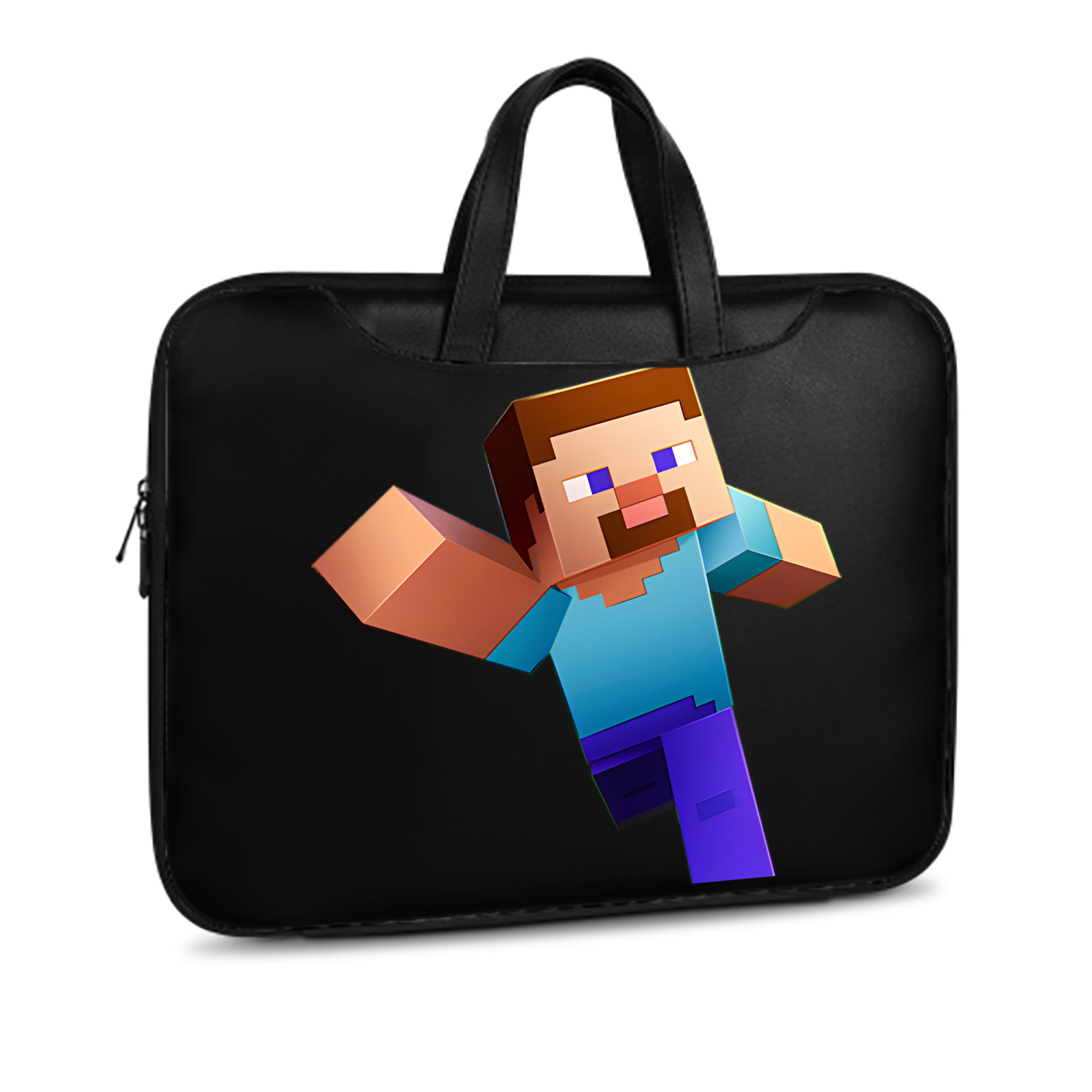 （画像用） マインクラフト ブロックの世界 Minecraft MC Block world レザーラップトップバッグ　ノートパソコンケース